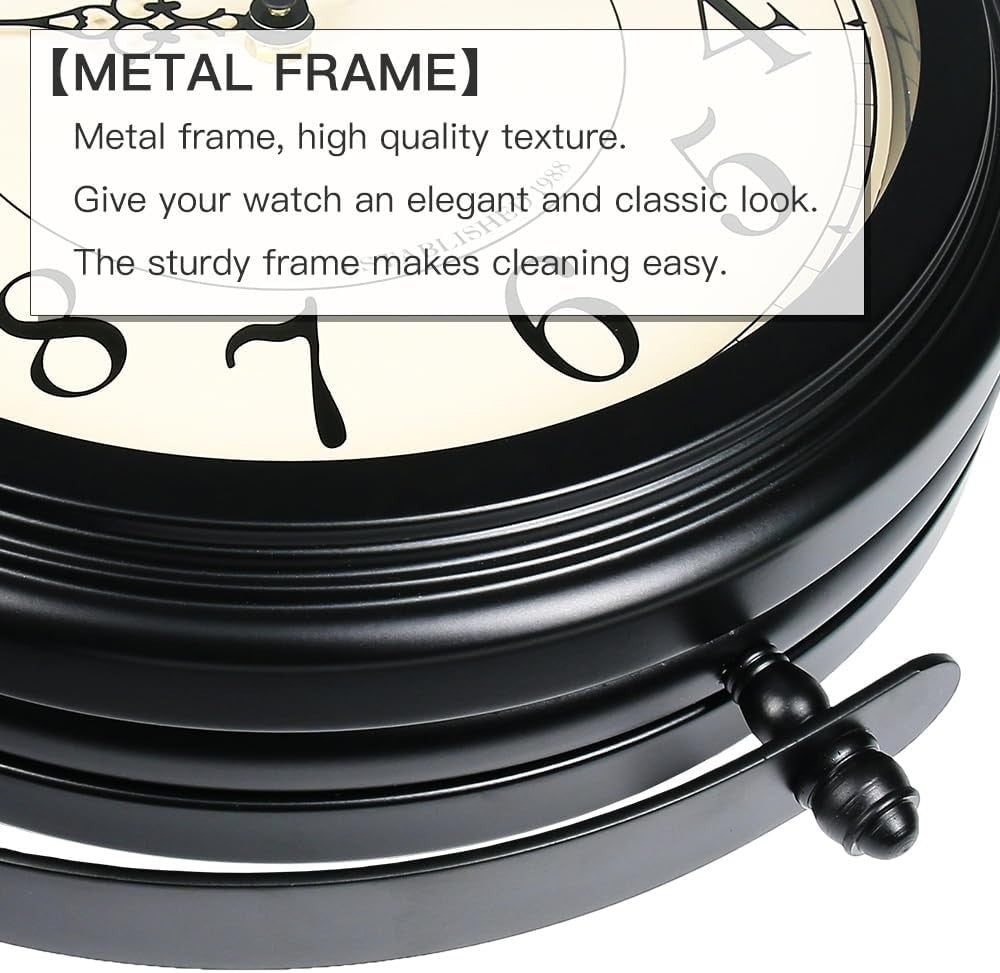 16” Double Sided Wall Clock Black Iron Retro Station Outdoor Indoor Decor