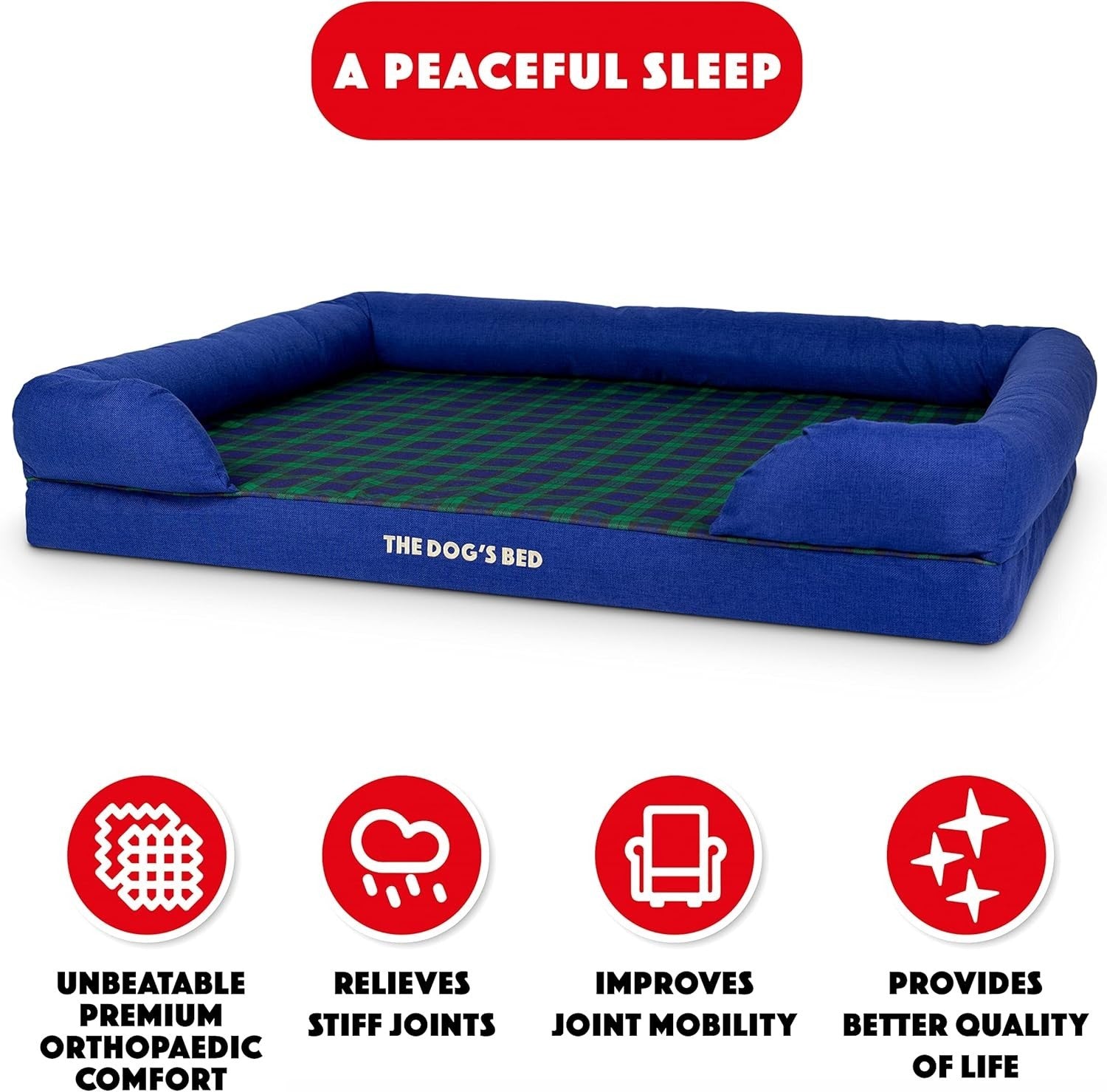 Orthopedic Memory Foam Dog Bed XXL Washable Bolster 131x100cm