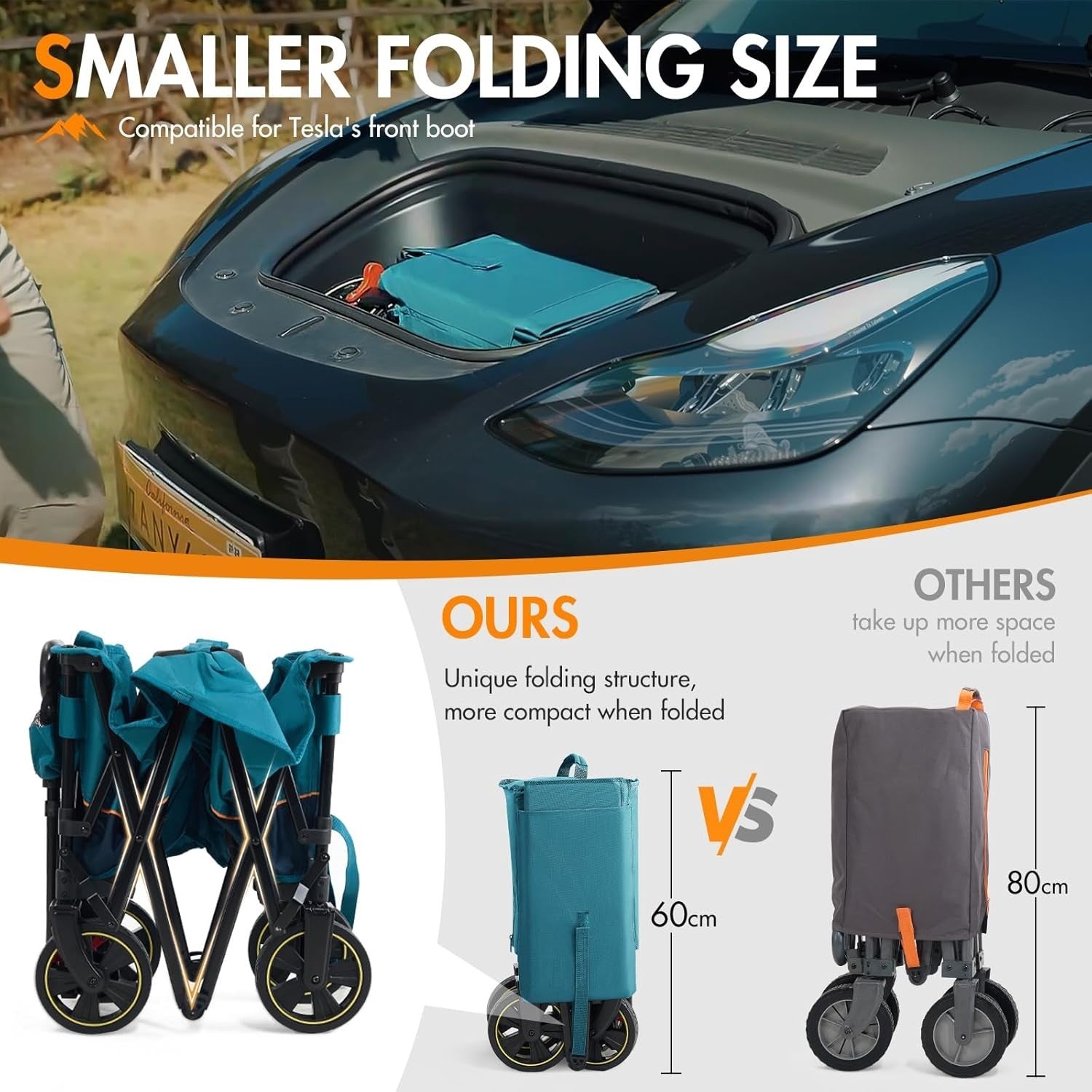Blue 200L Folding Festival Trolley Heavy Duty Camping Beach Wagon with Brakes
