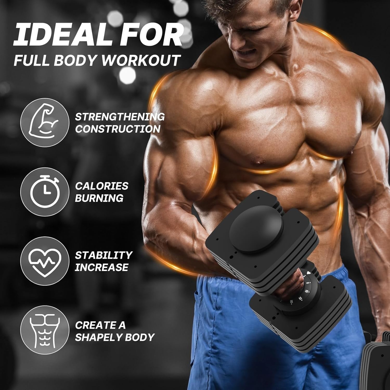 18kg Adjustable Dumbbell Pair 5-in-1 One-Hand Dial Space Saving
