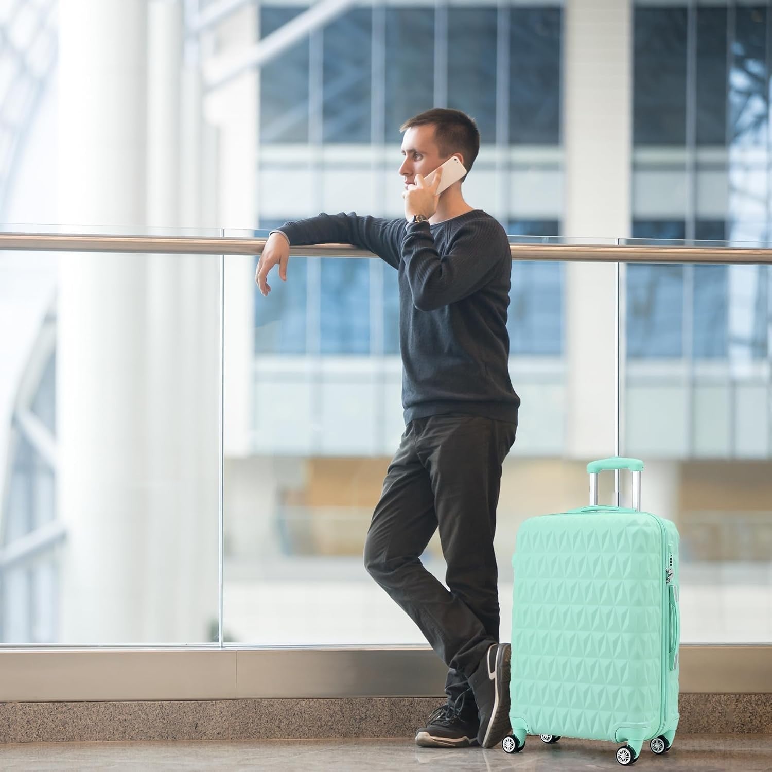 24 Inch Medium Hard Shell Suitcase Lightweight ABS Spinner Check In Luggage