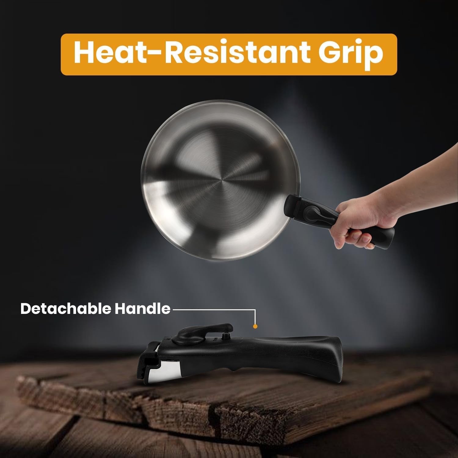 Stainless Steel Frying Pan 24cm Detachable Handle Induction Oven Dishwasher Safe