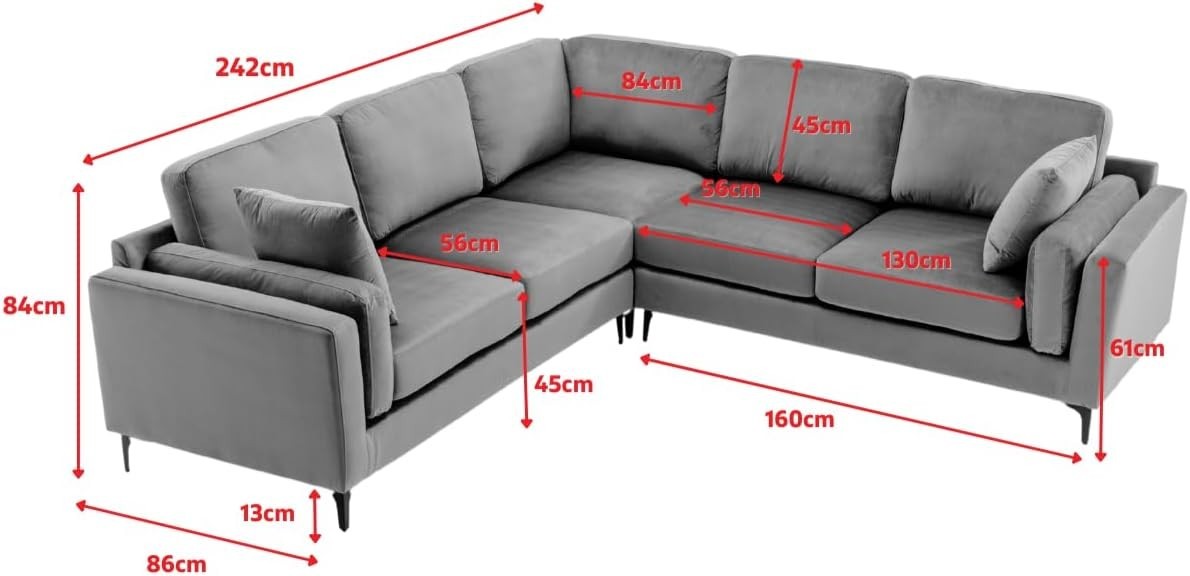 Modern 5-Seater L Shaped Corner Sofa Chenille Fabric Removable Cushions