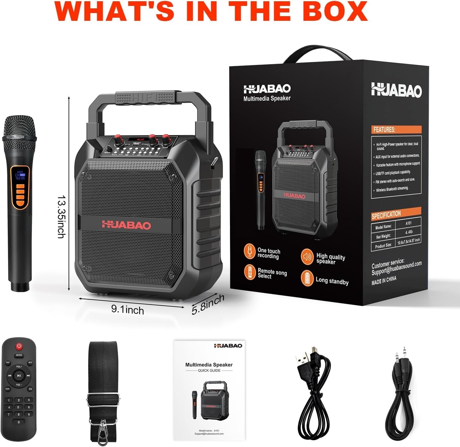 Portable Bluetooth Karaoke Machine PA Speaker with Wireless Mic