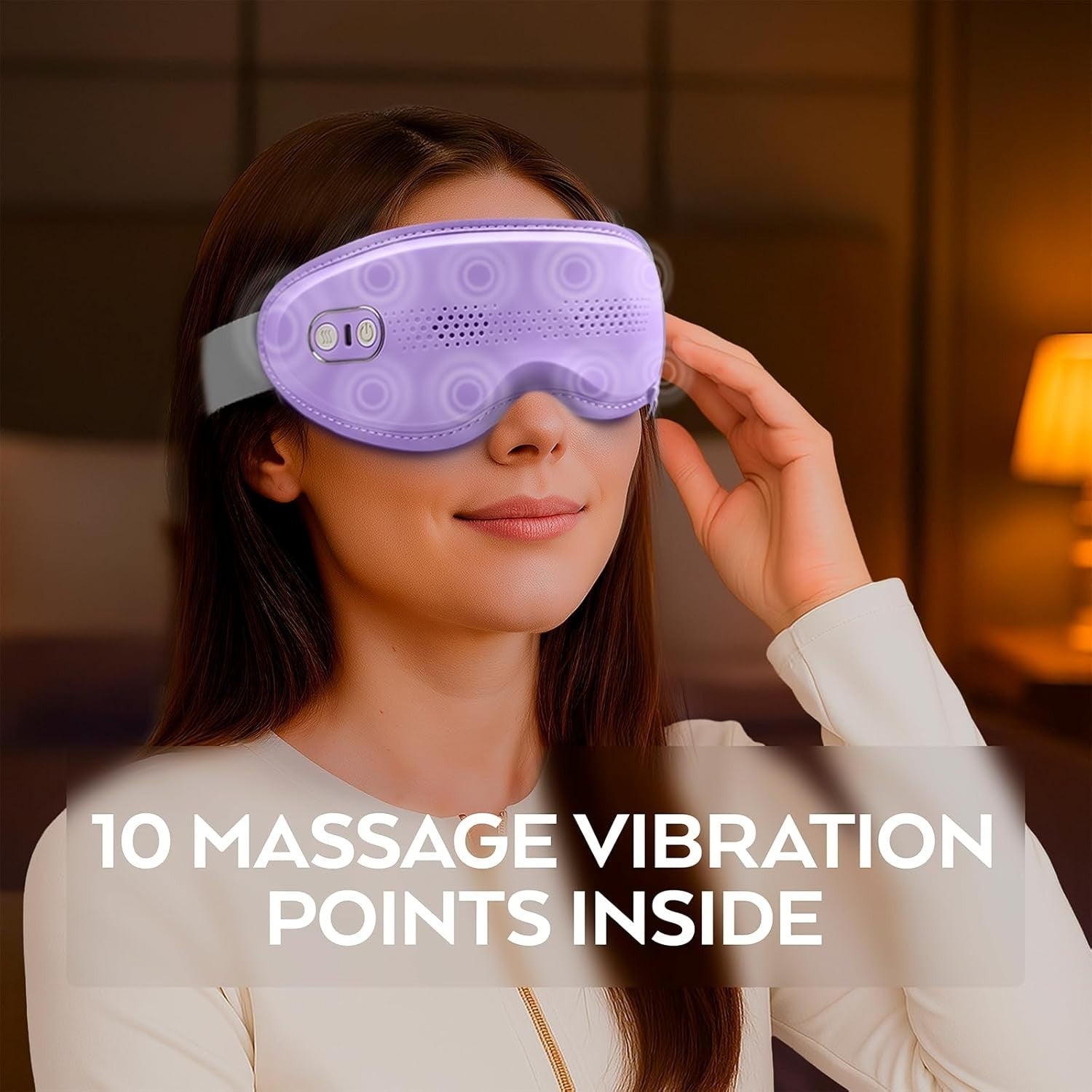 Ergonomic Heated Eye Massager Vibration Wraparound Travel Use