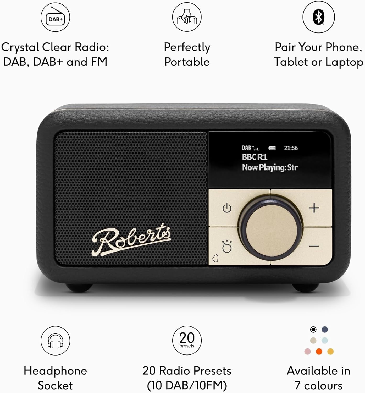 Portable FM DAB/DAB+ Digital Radio Bluetooth Speaker Black
