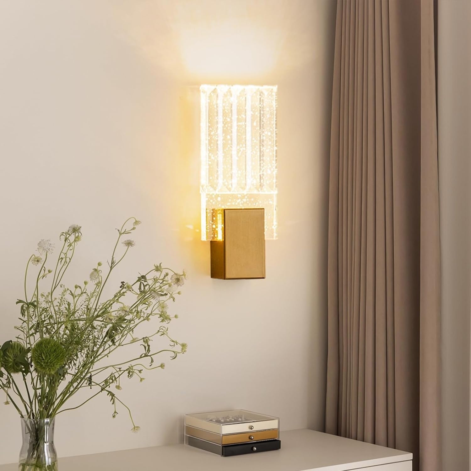 Gold Crystal LED Wall Sconce Modern Nordic Light for Bedroom Hallway