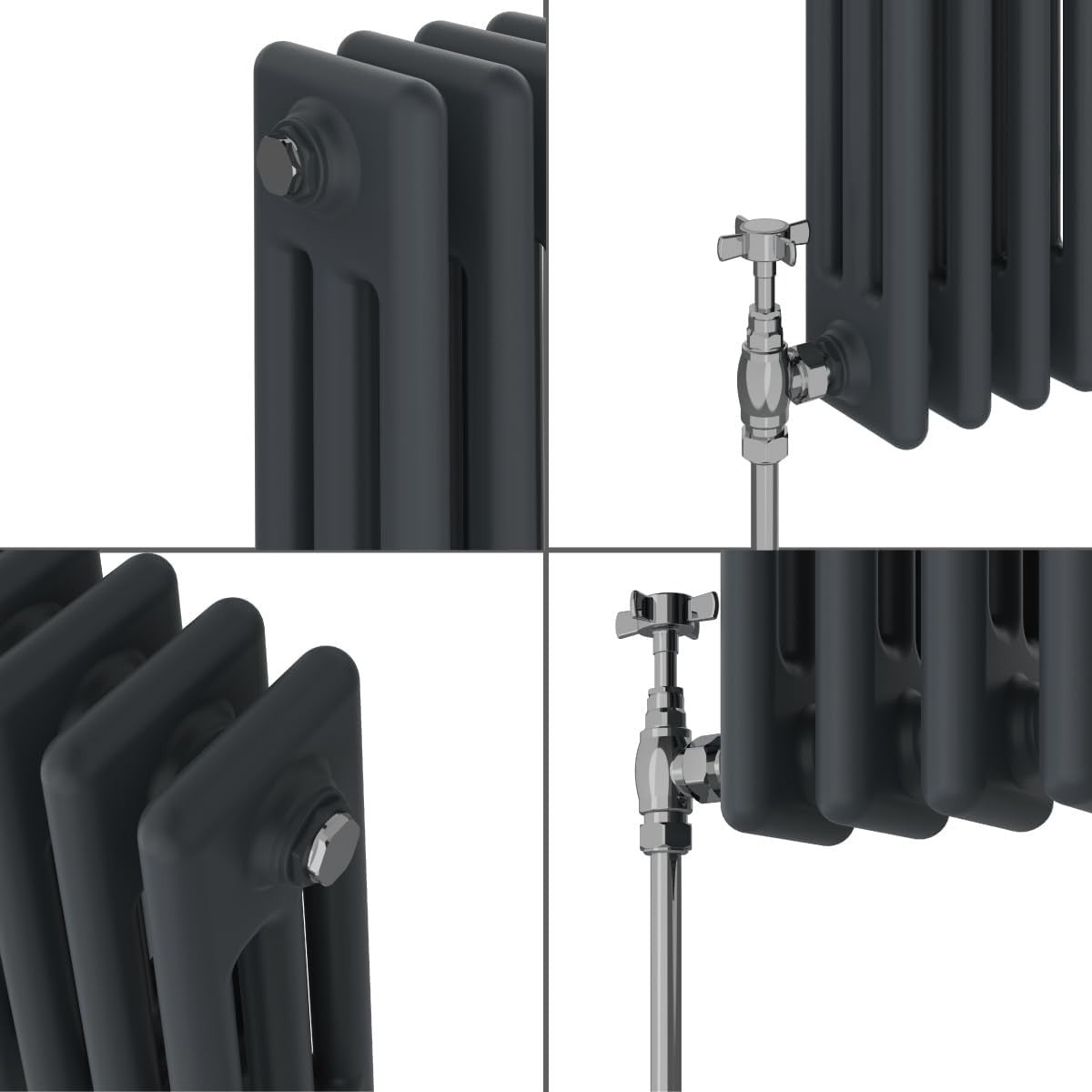 Anthracite 3 Column Radiator 600x1012mm Central Heating Bathroom