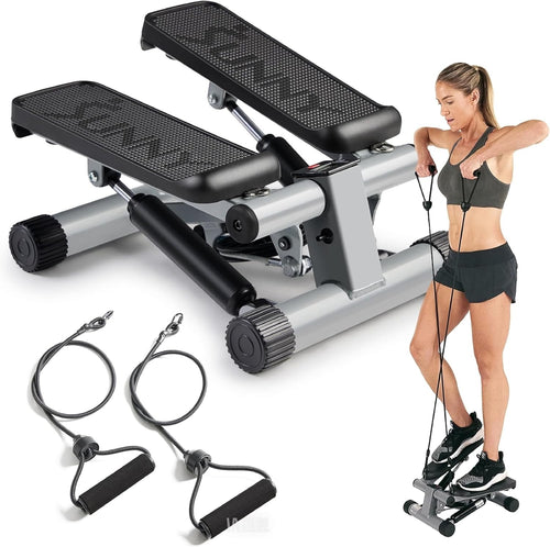 Mini Stair Stepper for Home w/ Resistance Bands, LCD Monitor & Quiet Motion