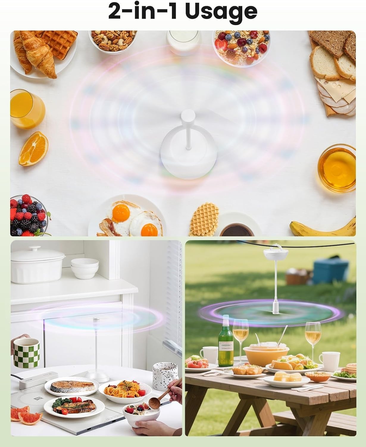 4-Pack Table Food Fan – Battery Powered Silent Gooseneck Fly Repellent for BBQ