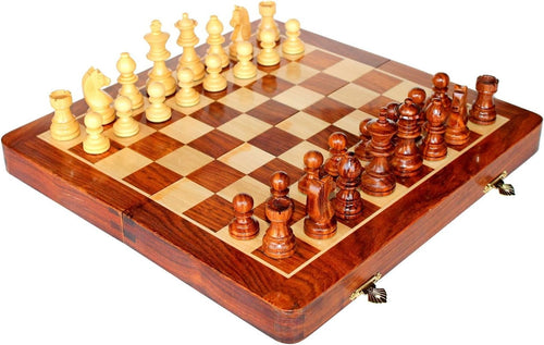31cm Wooden Magnetic Chess Set Folding Board with Storage Handcrafted Luxury