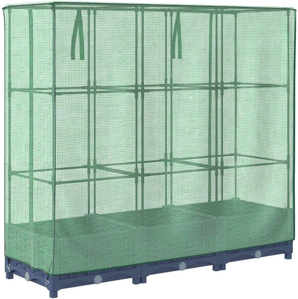 Raised Bed Planter with Greenhouse Cover 120x40x123cm | Rattan Look Iron Frame