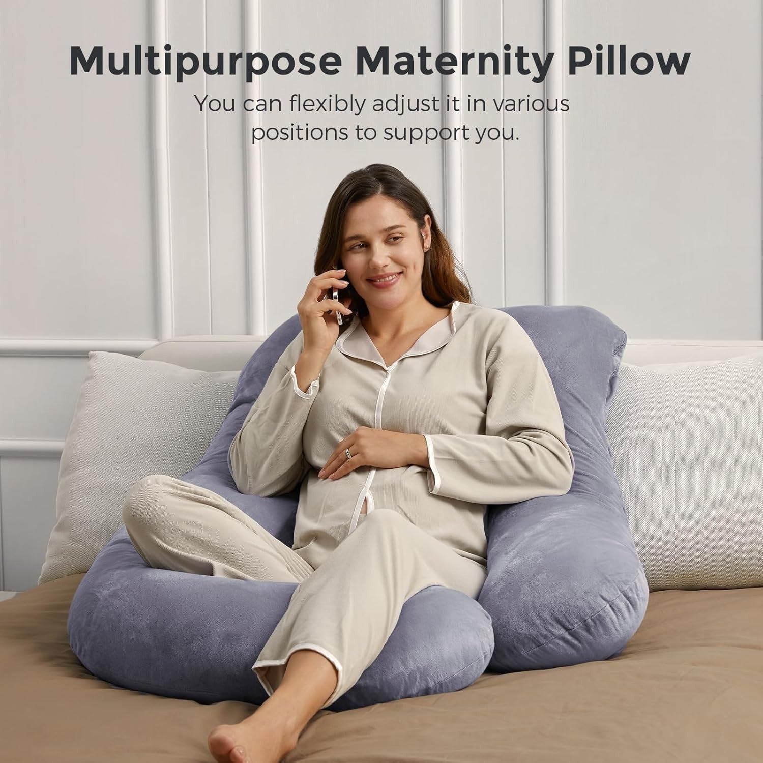 Pregnancy Pillow 57” U Shape Full Body Support Maternity Sleep Cushion