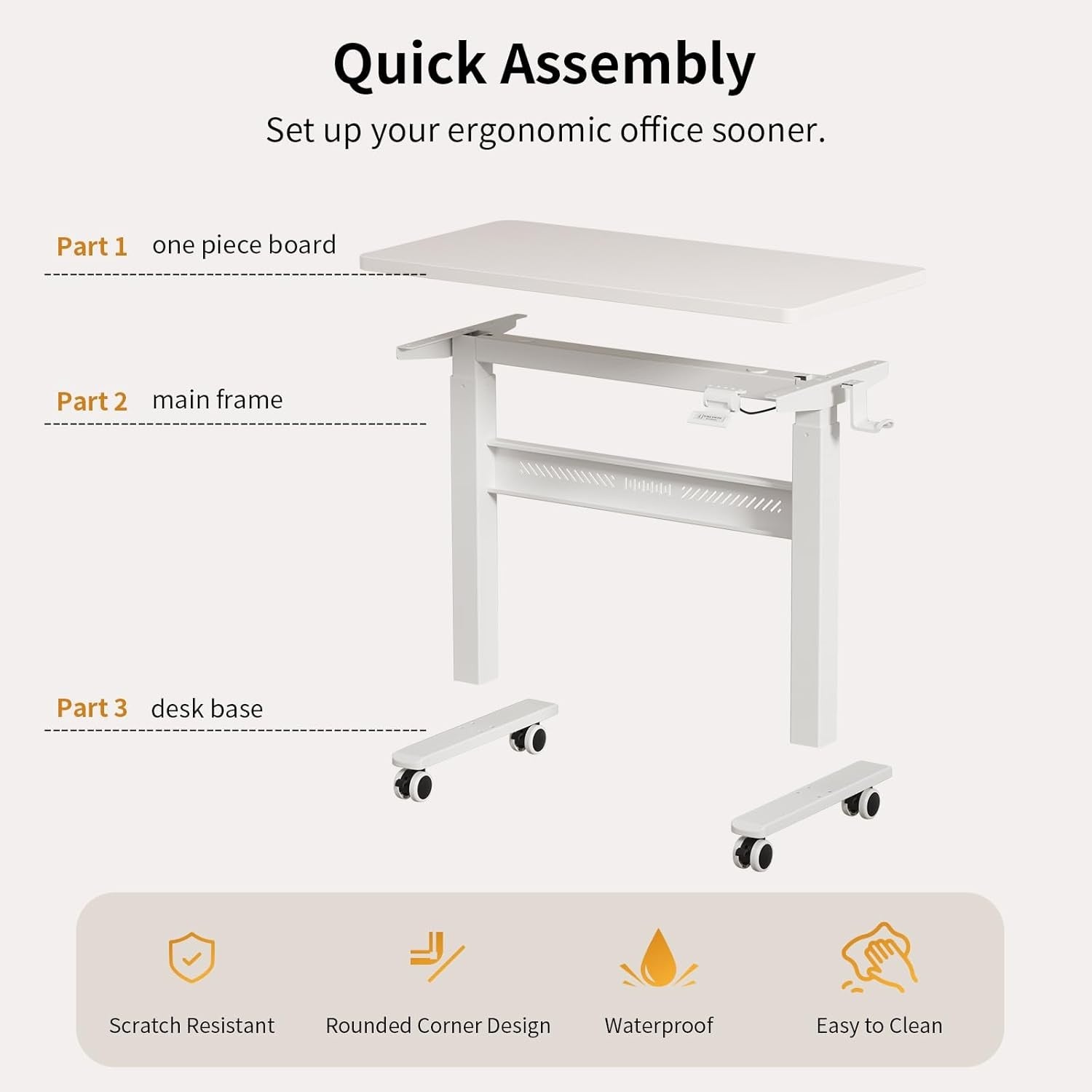 Mobile Standing Desk Walking Pad Compatible Adjustable Pneumatic Desk on Wheels