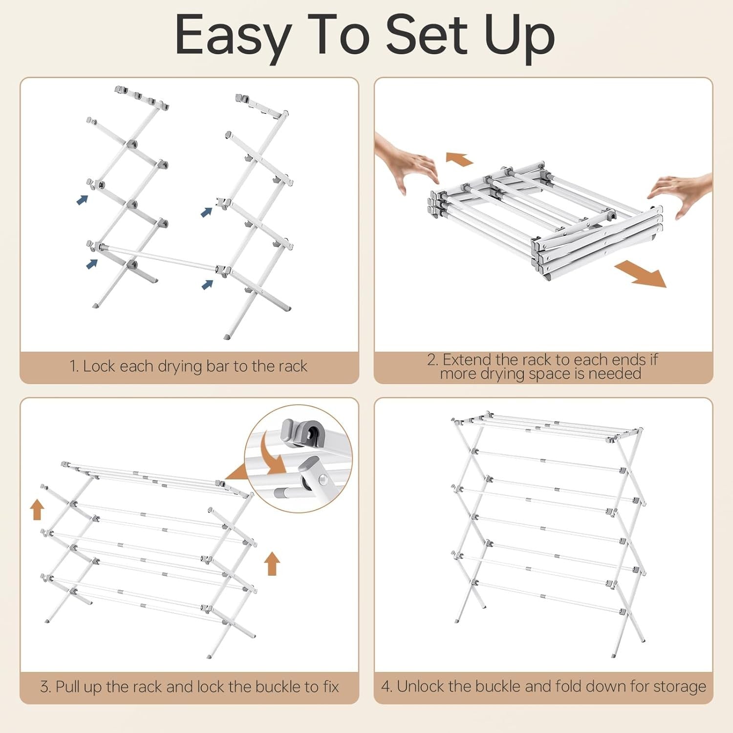 3 Tier Clothes Airer Folding Drying Rack 11 Pole Extendable Indoor Outdoor