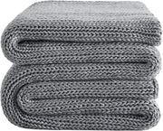 Knitted Weighted Blanket 15lbs Light Grey Chunky Knit Heavy Throw 60"x80"