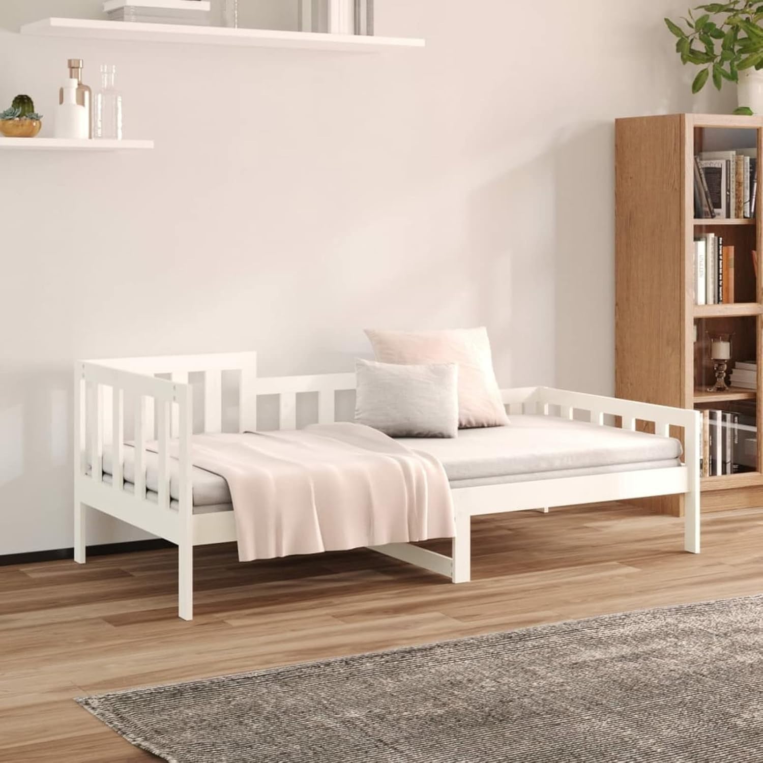 Solid Wood Daybed Sofa Bed White 90x190cm Guest Bed Indoor Outdoor Use