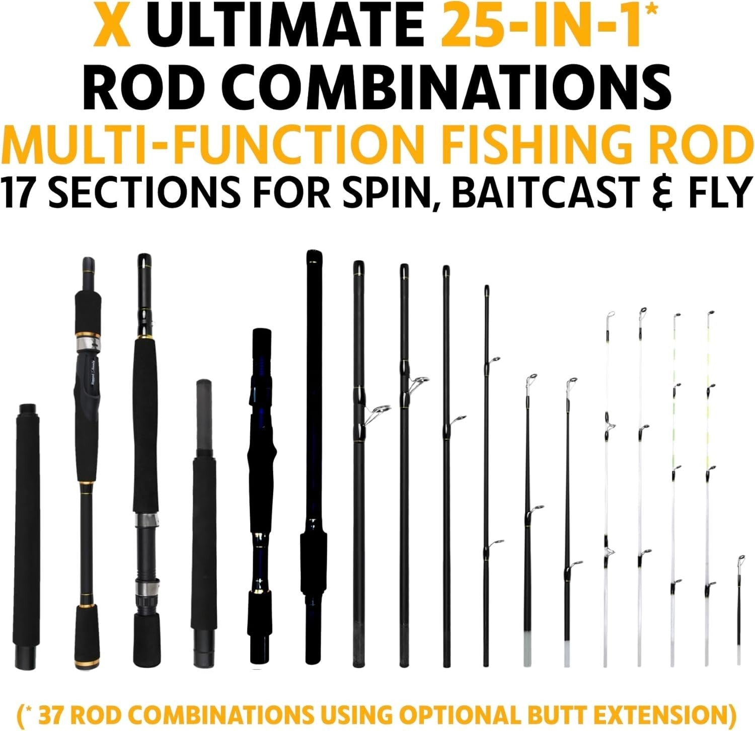 X Ultimate Travel Fishing Rod – 25+ Techniques, Spin, Baitcast, Fly