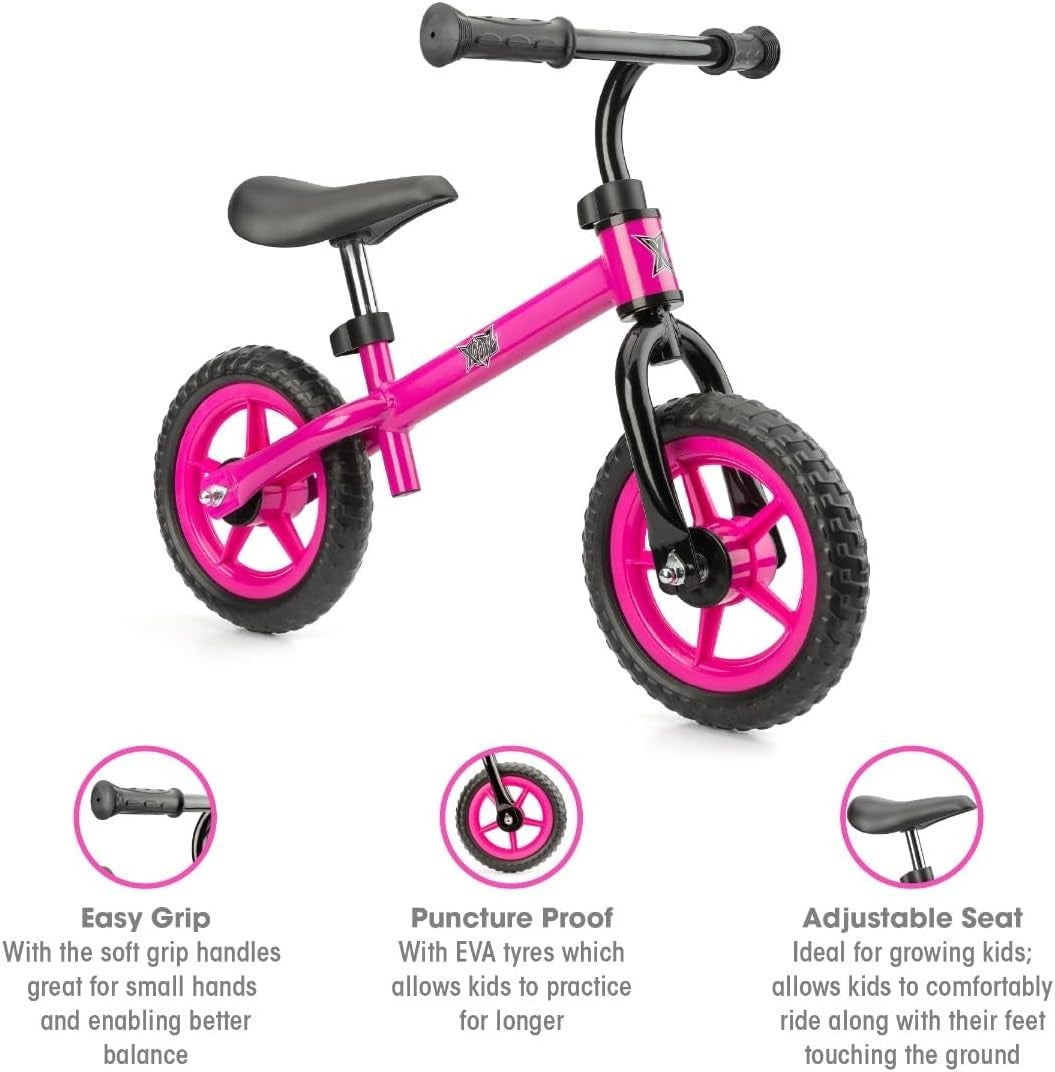 Pink Kids Balance Bike No Pedals Adjustable Seat Training Bicycle 2+