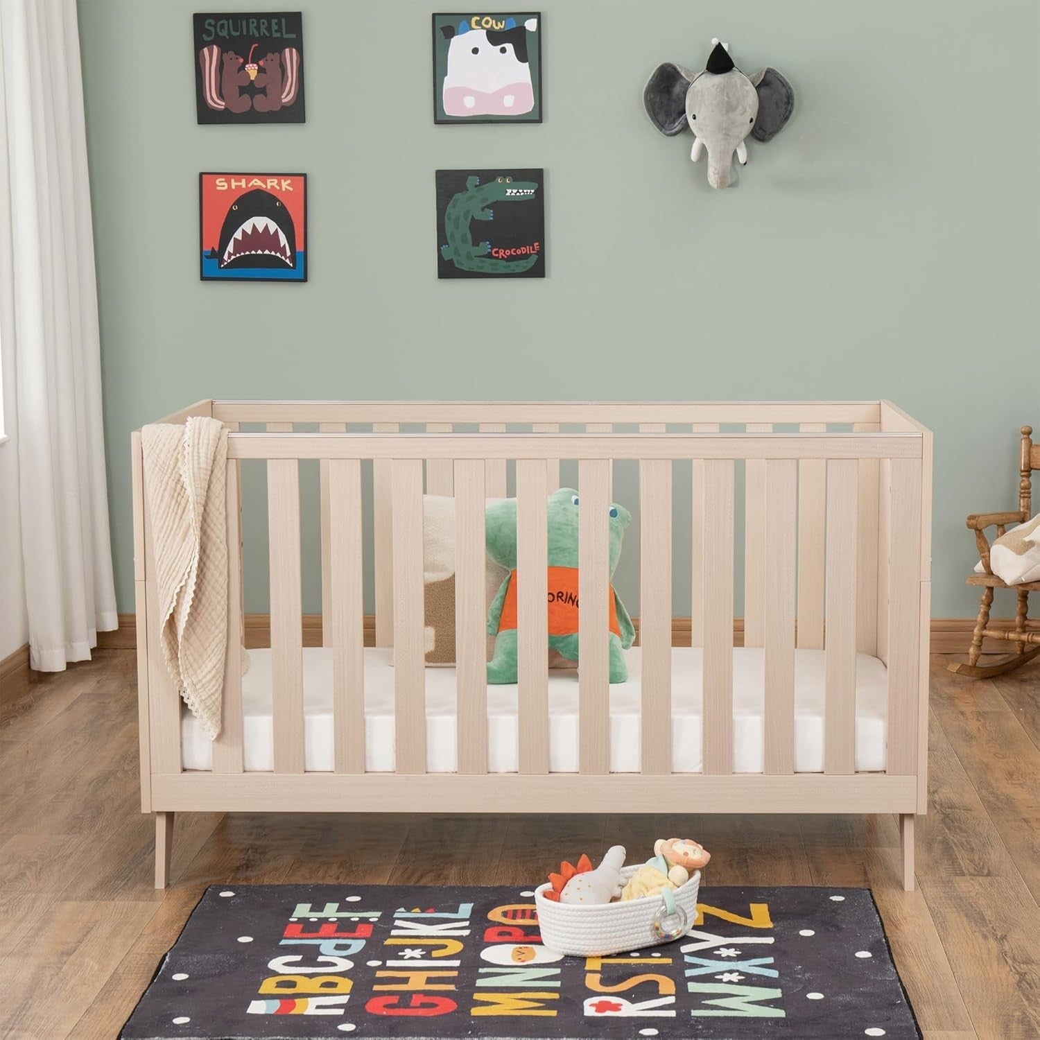 Convertible Mini Toddler Bed Baby Cot Bed and Sofa Adjustable Mattress Height