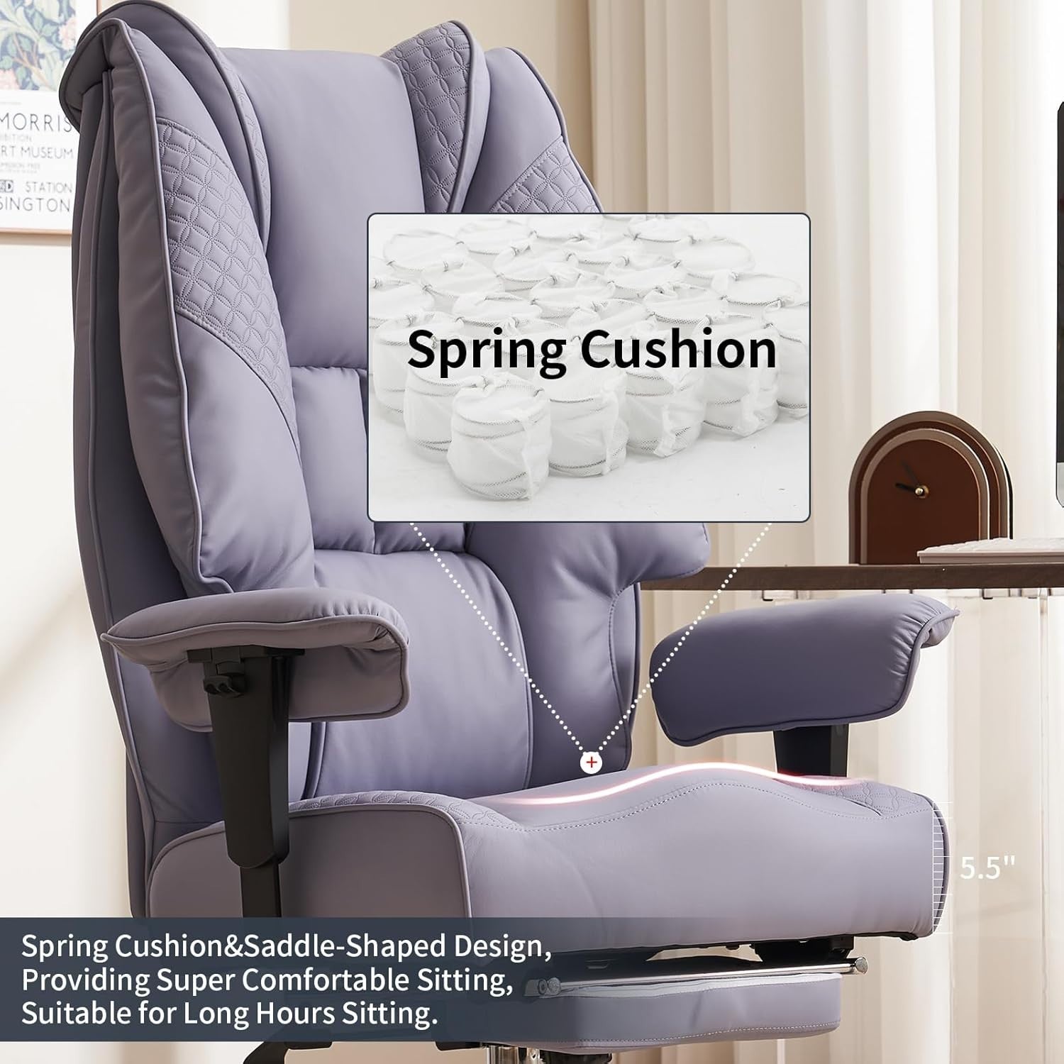 Oversized Office Chair Big & Tall Light Purple Ergonomic Heavy Duty 400lbs Swive