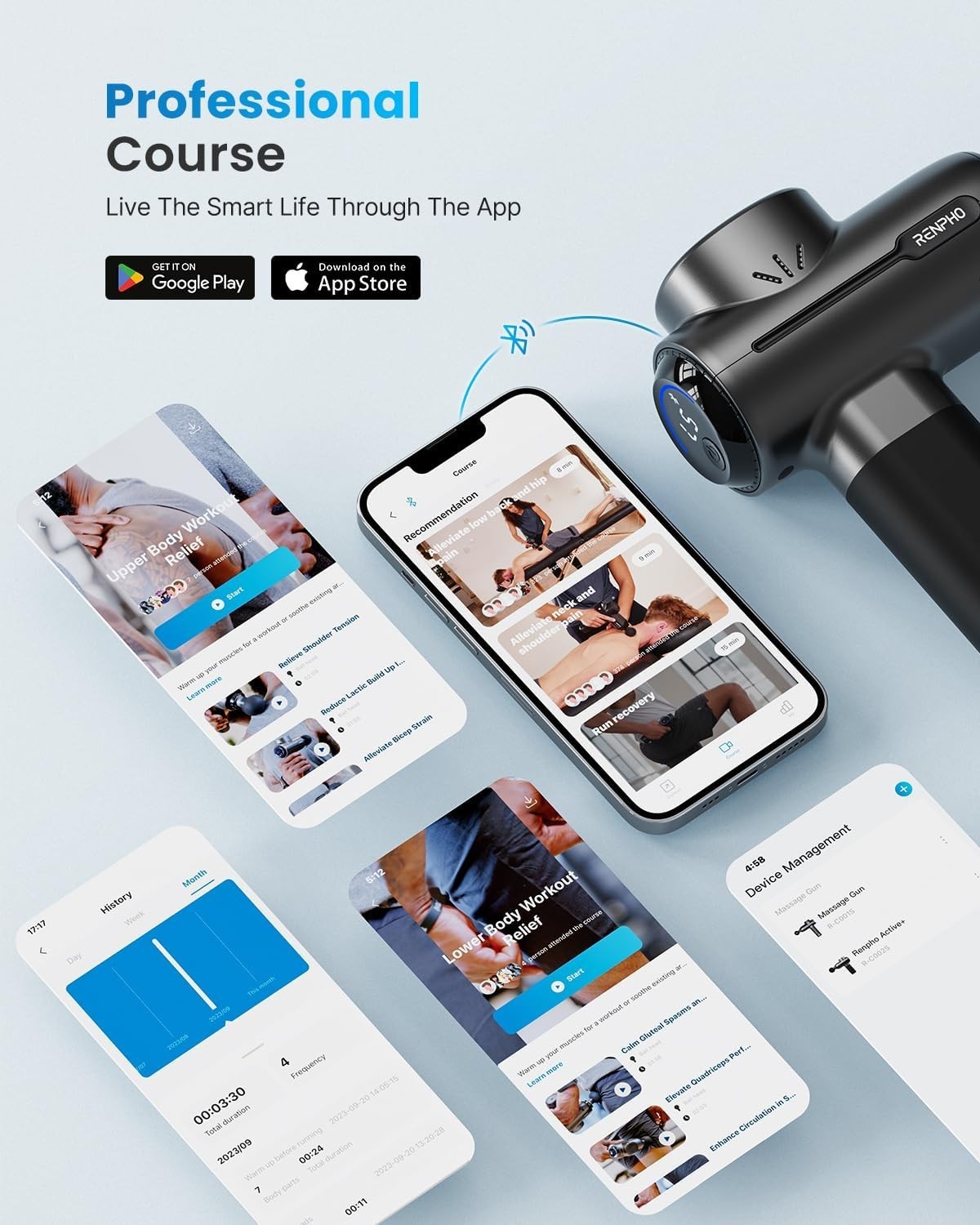 Deep Tissue Massage Gun w/ Heat & Cold | Muscle Recovery, Pain Relief