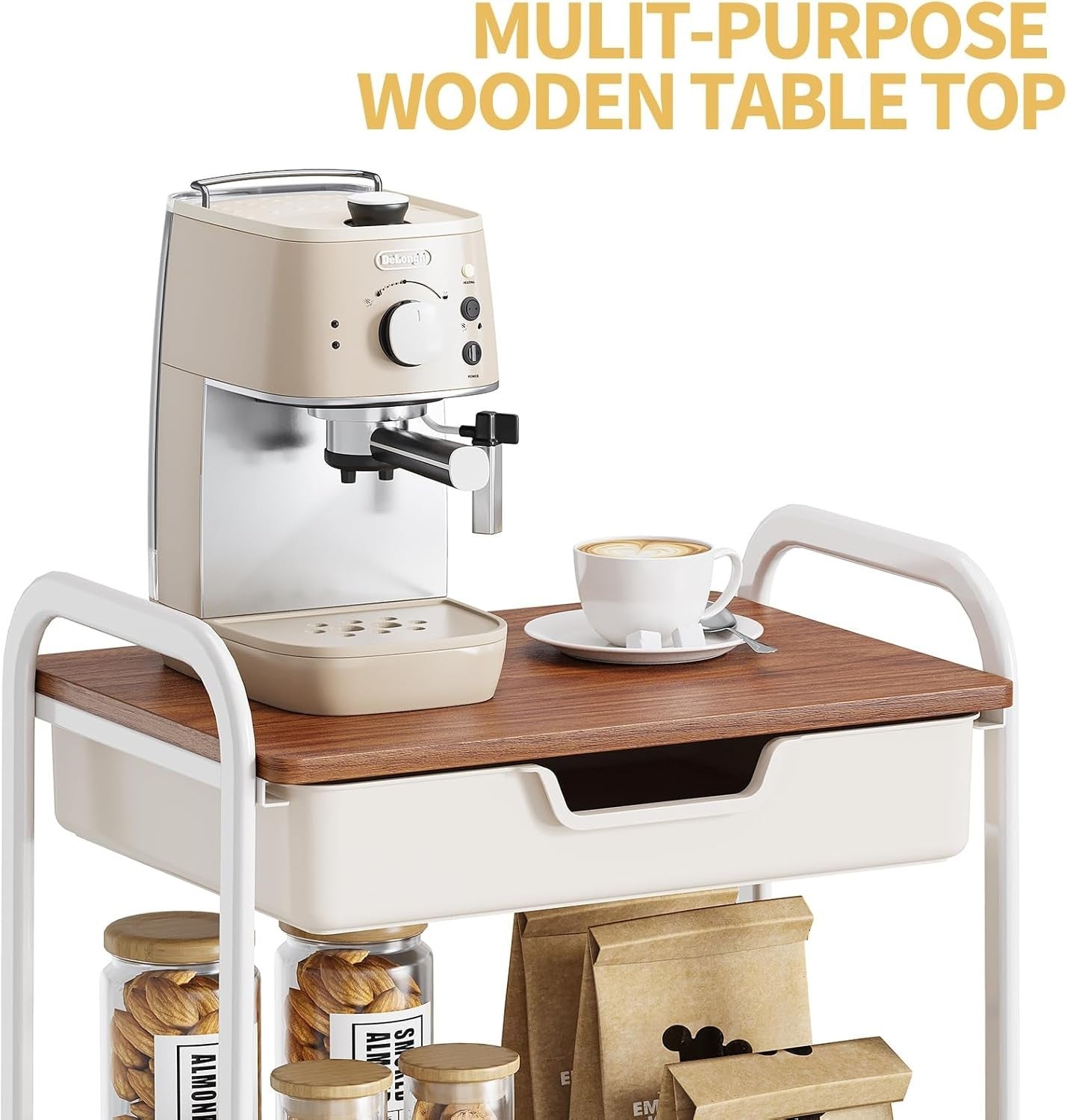 3 Tier Utility Rolling Cart Storage Trolley Drawer Organizer w/Wheels