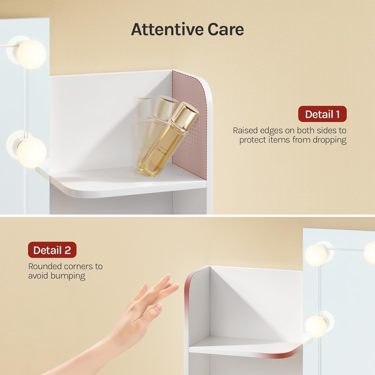 Smart Vanity Dressing Table Set Wireless Charging Bluetooth Speaker LED Mirror