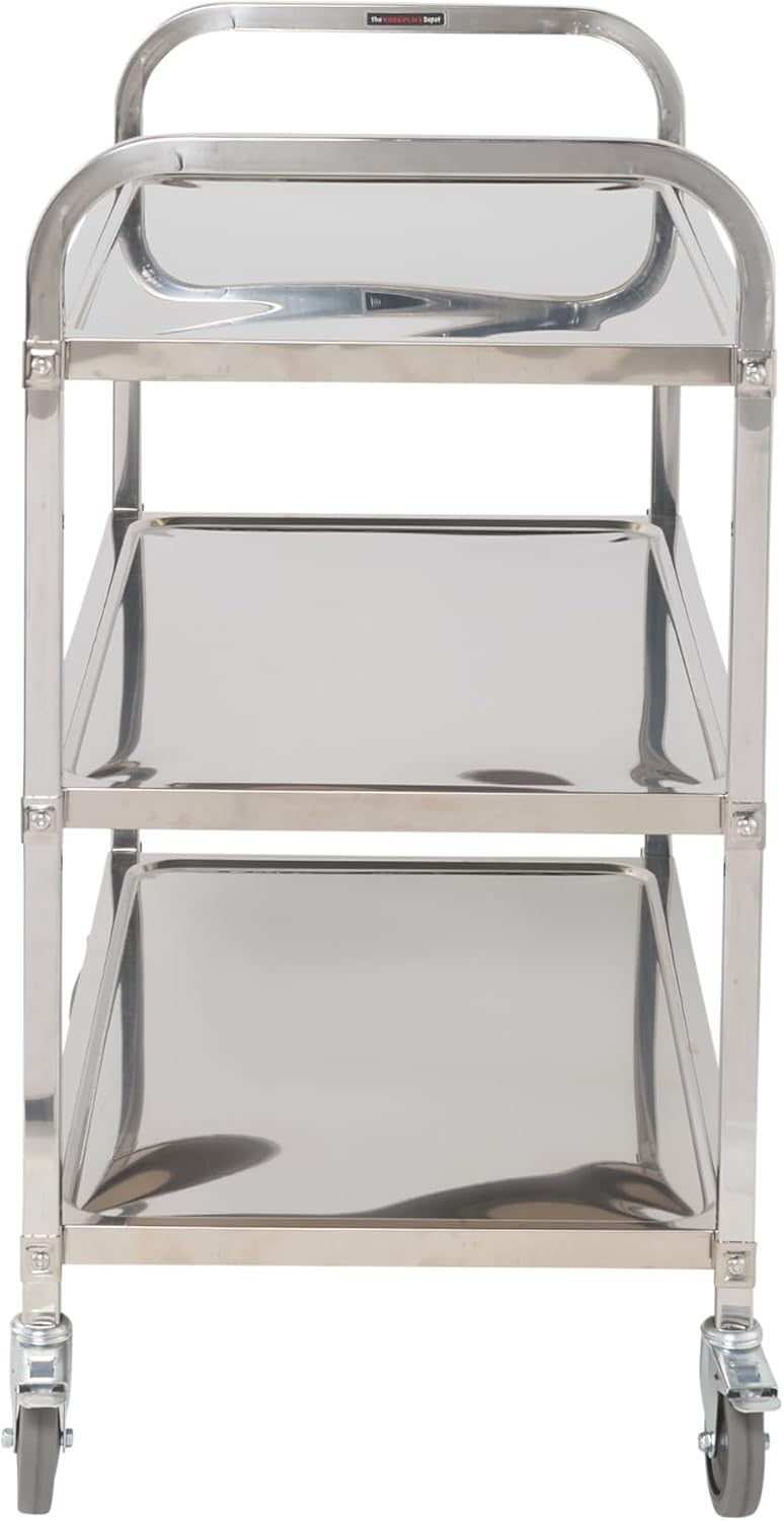 3 Tier Stainless Steel Catering Trolley w/ Locking Castors