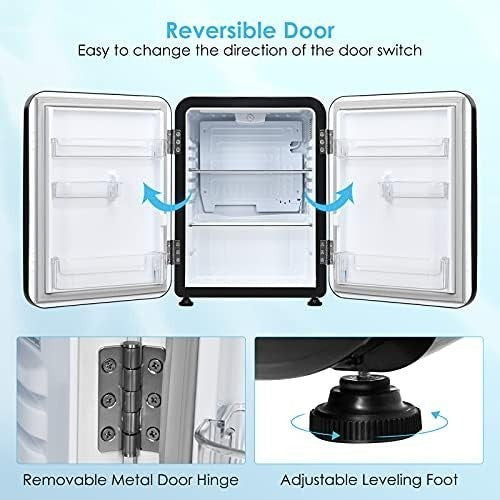68L Black Costway Mini Fridge Tabletop Cooler LED Adjustable Shelves