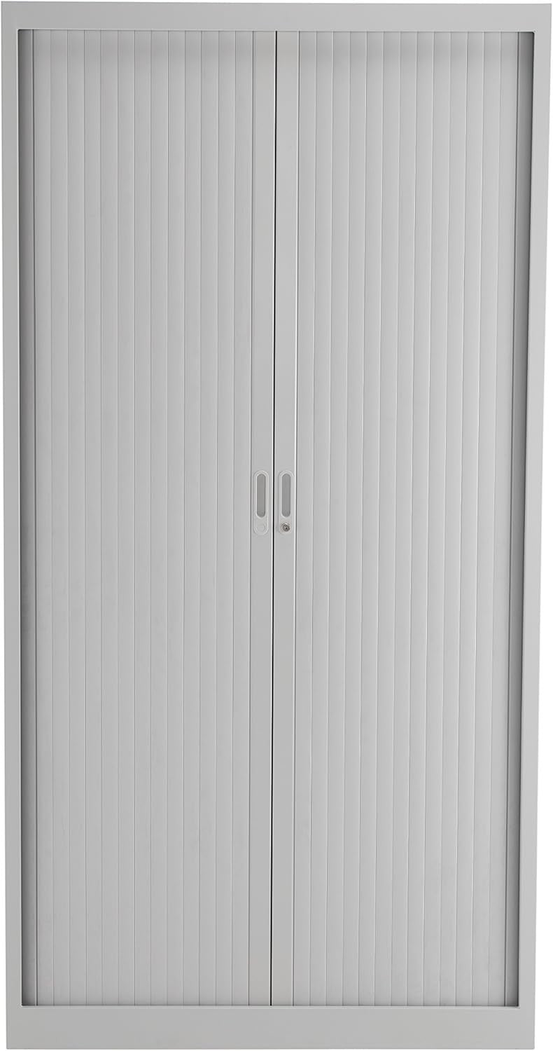 Tall Grey Metal Lockable Storage Cabinet Office Cupboard Adjustable Shelves