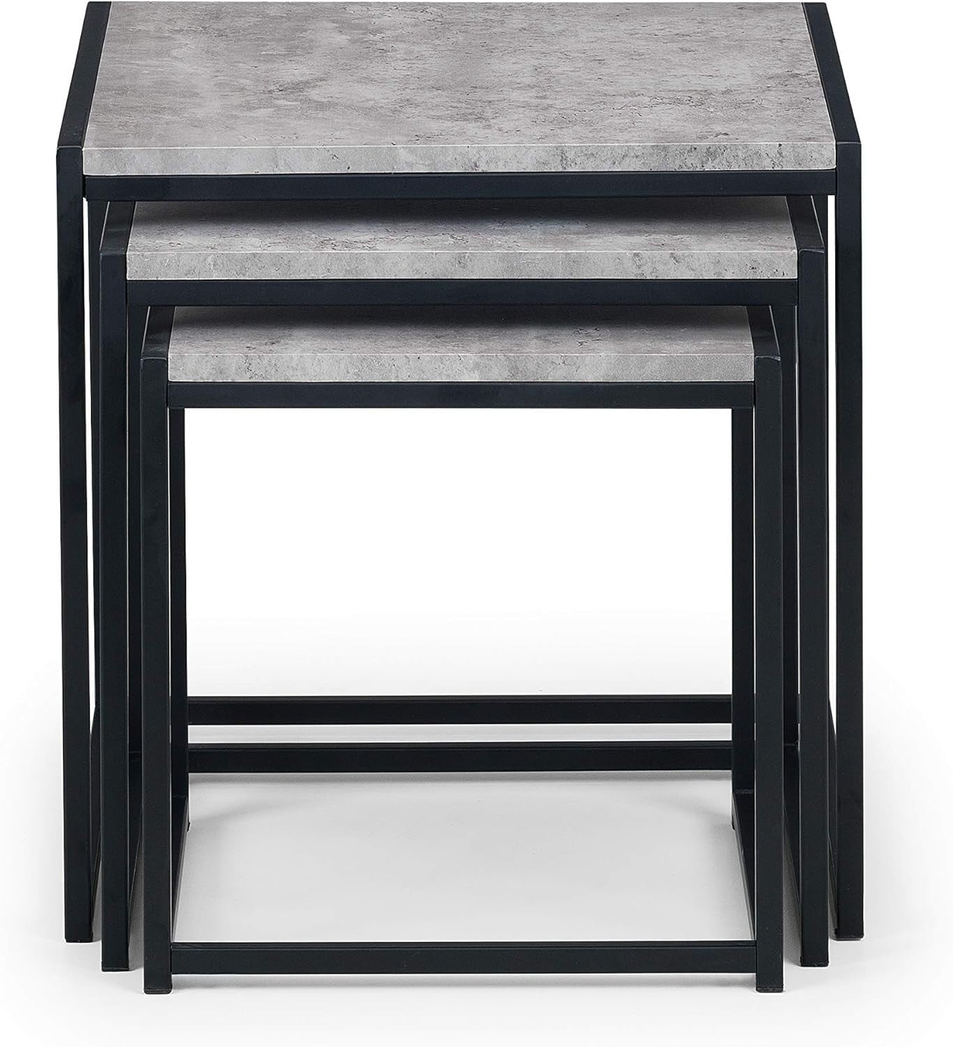3 Piece Nesting Coffee Side Tables Set Modern Concrete Effect Square Industrial