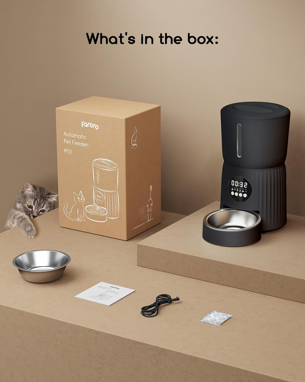 Automatic Cat Feeder 4L Timer Food Dispenser Portion Control Voice Record