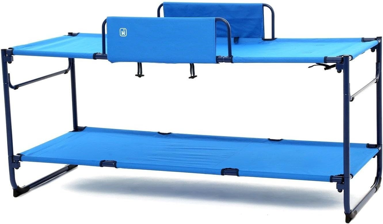 Folding Bunk Bed Camping Cot Set 2 Person Portable Steel Frame w/ Bag
