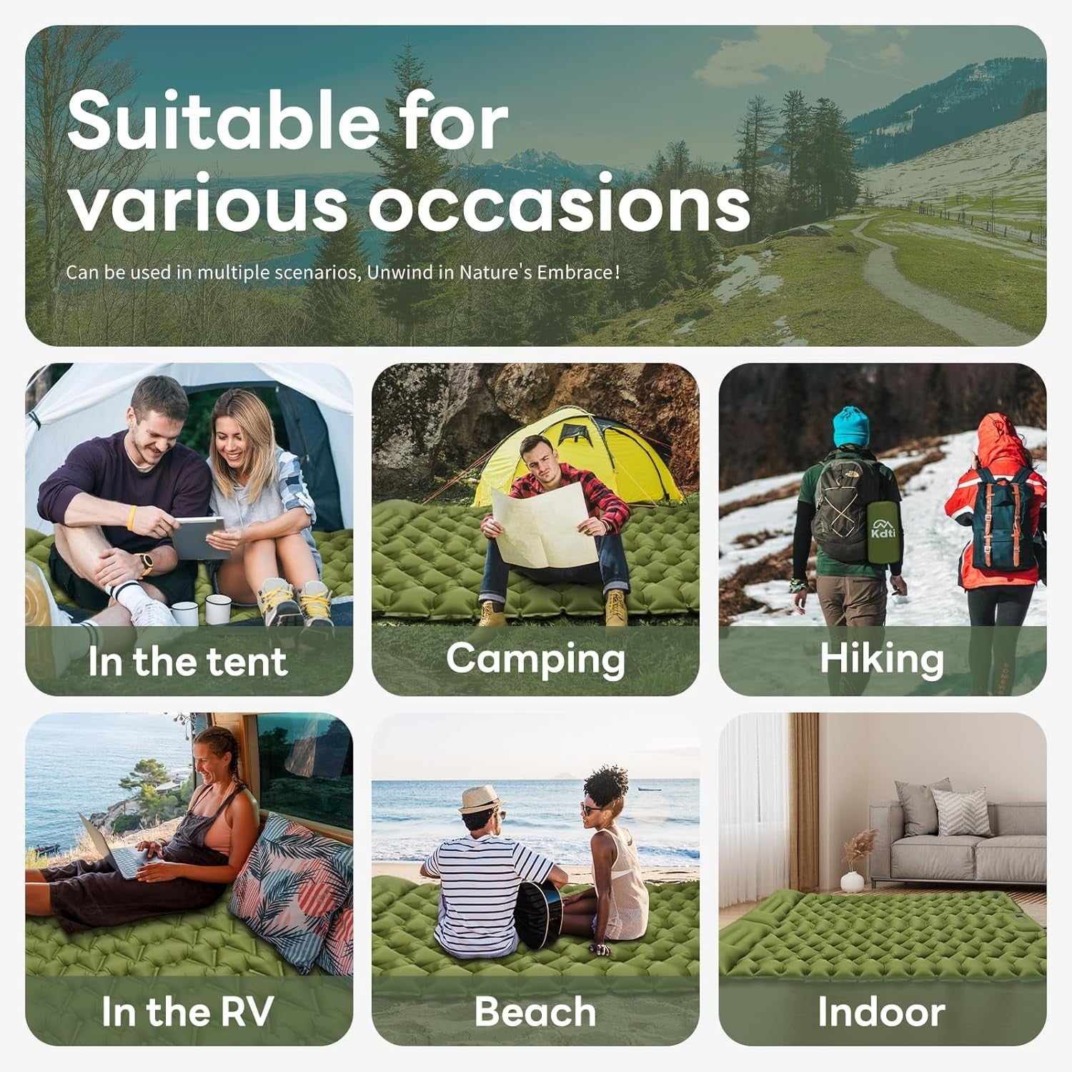 Double Inflatable Camping Mat 10cm Thick Portable Waterproof Sleeping Pad