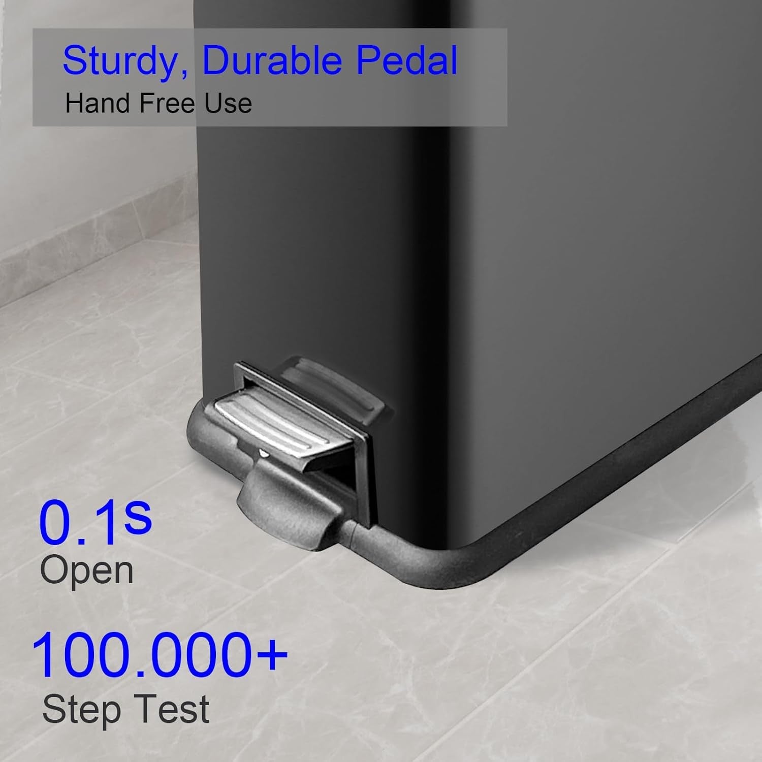 45L Black Stainless Steel Pedal Bin Slim Kitchen Soft Close Lid