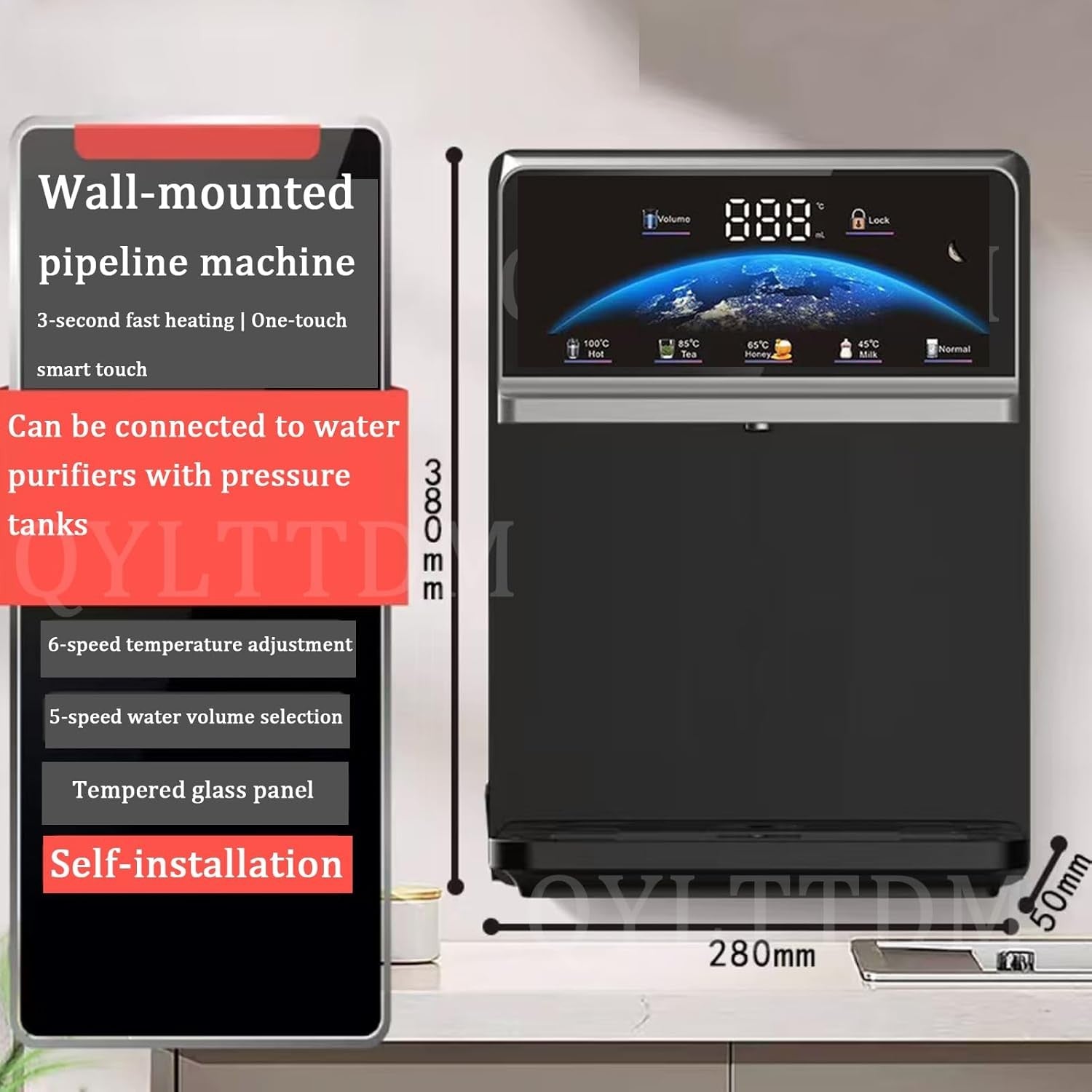 Hot Cold Water Dispenser Wall Mounted Child Lock Touch Screen Commercial