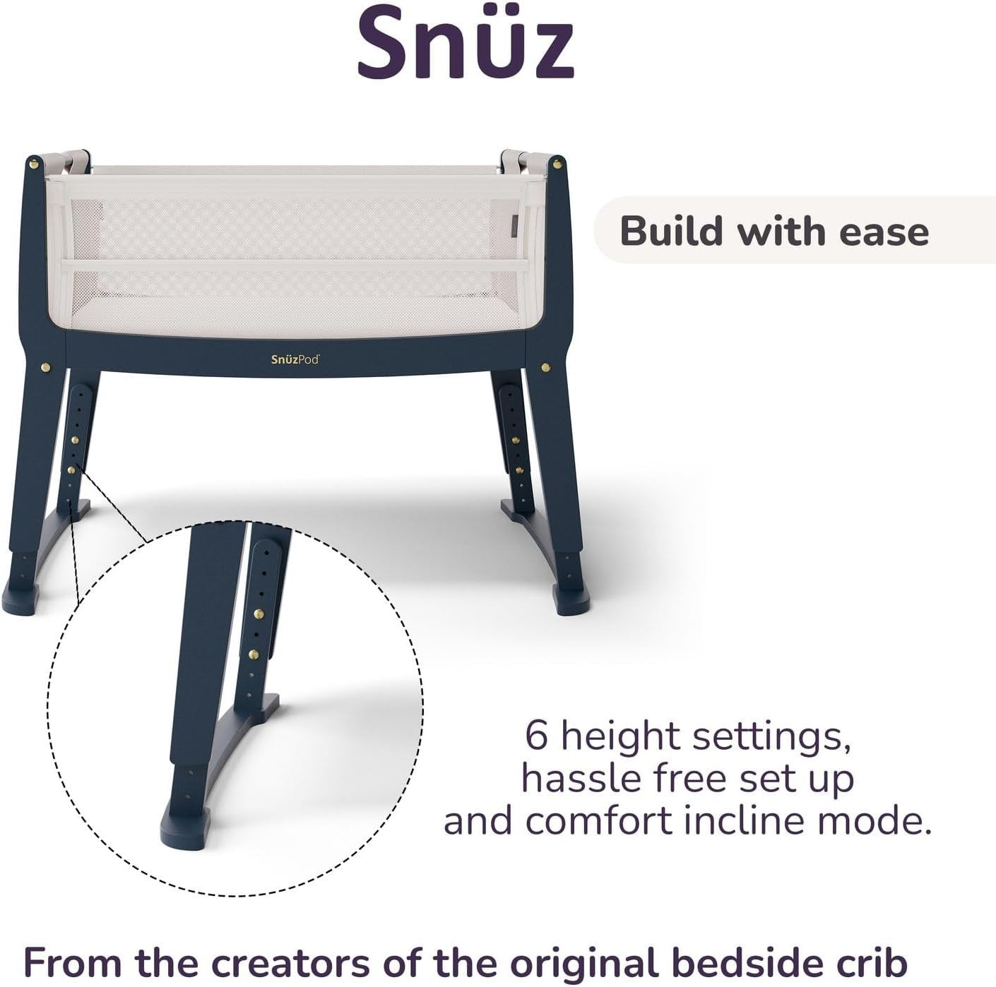 Next to Me Baby Crib Bedside Cot with Mattress Wheels 6 Height Adjustable London