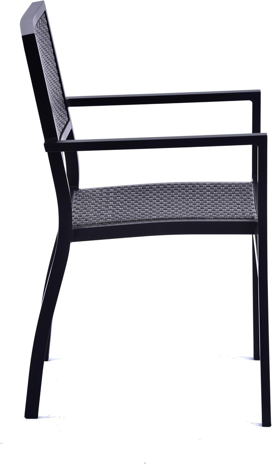 Grey Rattan Armchair Outdoor Dining Chair Stackable Patio Garden Seating