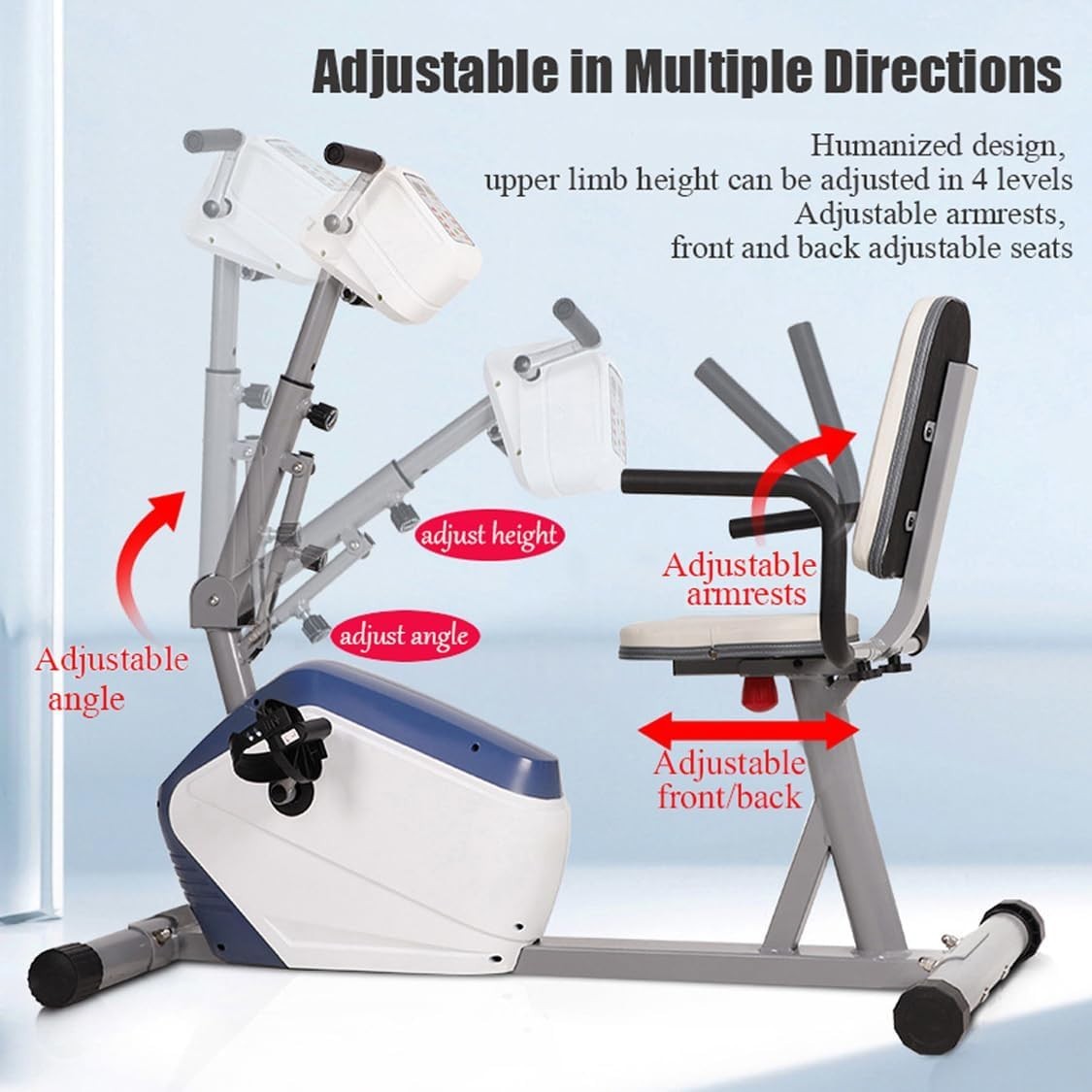 Motorized Recumbent Rehab Bike Electric Arm Leg Trainer w/Protective Bracket