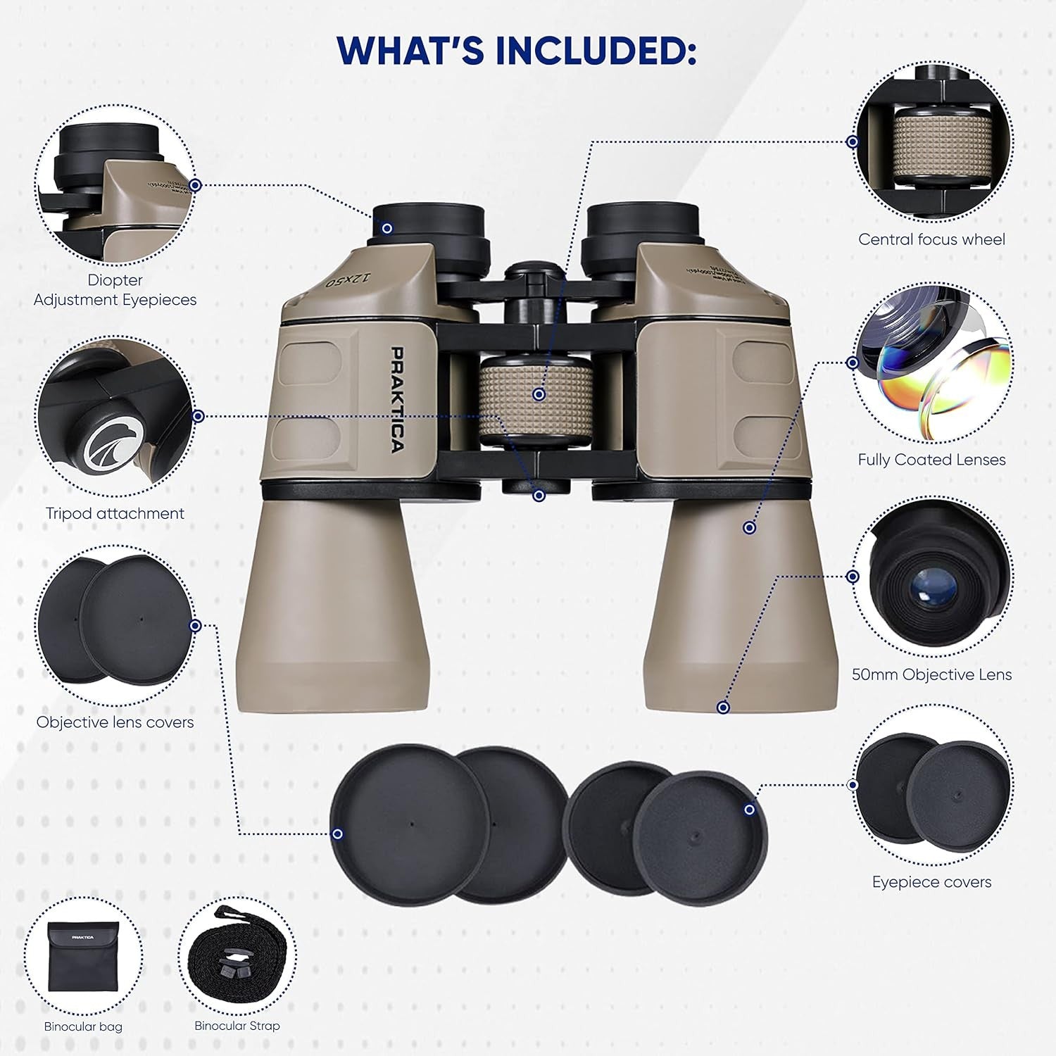 12x50 High Power Binoculars HD Optics Wide Angle Outdoor Viewing