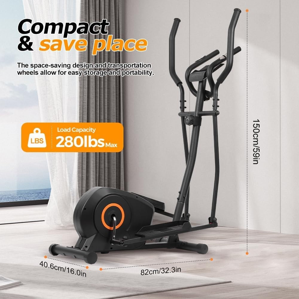Elliptical Cross Trainer Home Gym Machine 8-Level Magnetic Resistance Full-Body