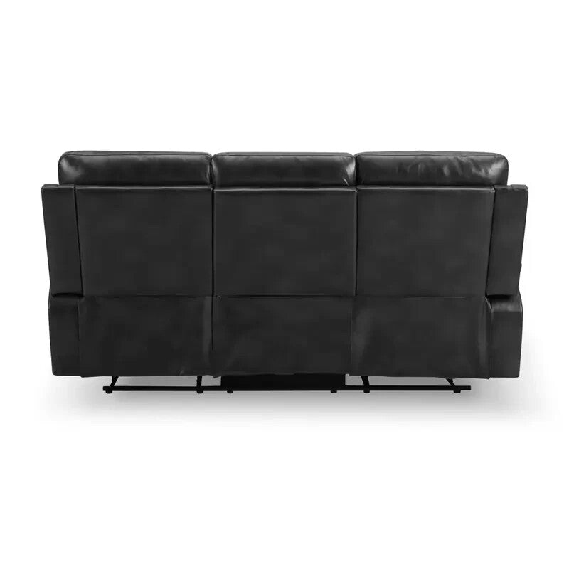 Black Faux Leather 3 Seater Recliner Sofa Manual Lounge Couch Padded