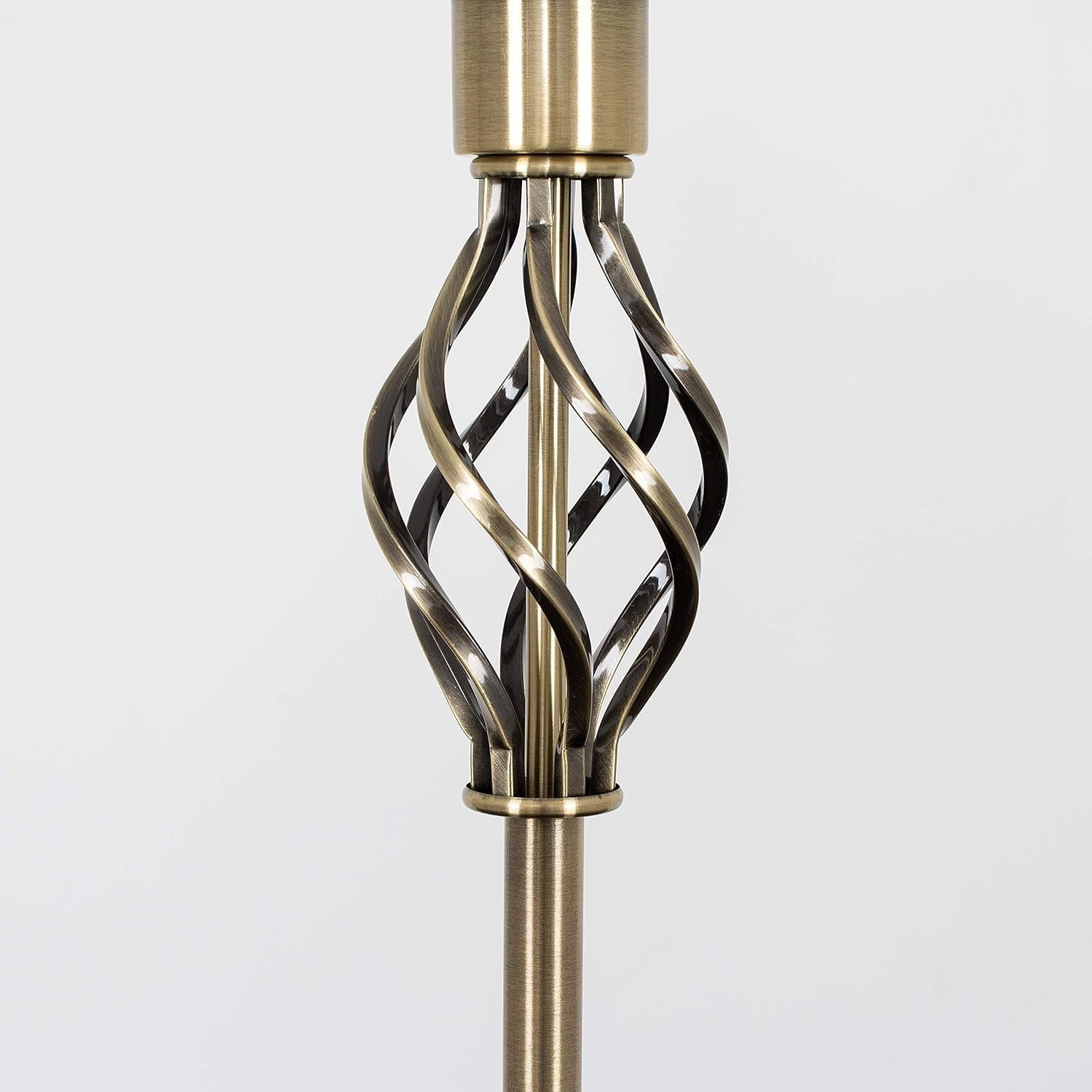 Antique Brass Twist Floor Lamp with Beige Tapered Shade Classic Standing Light