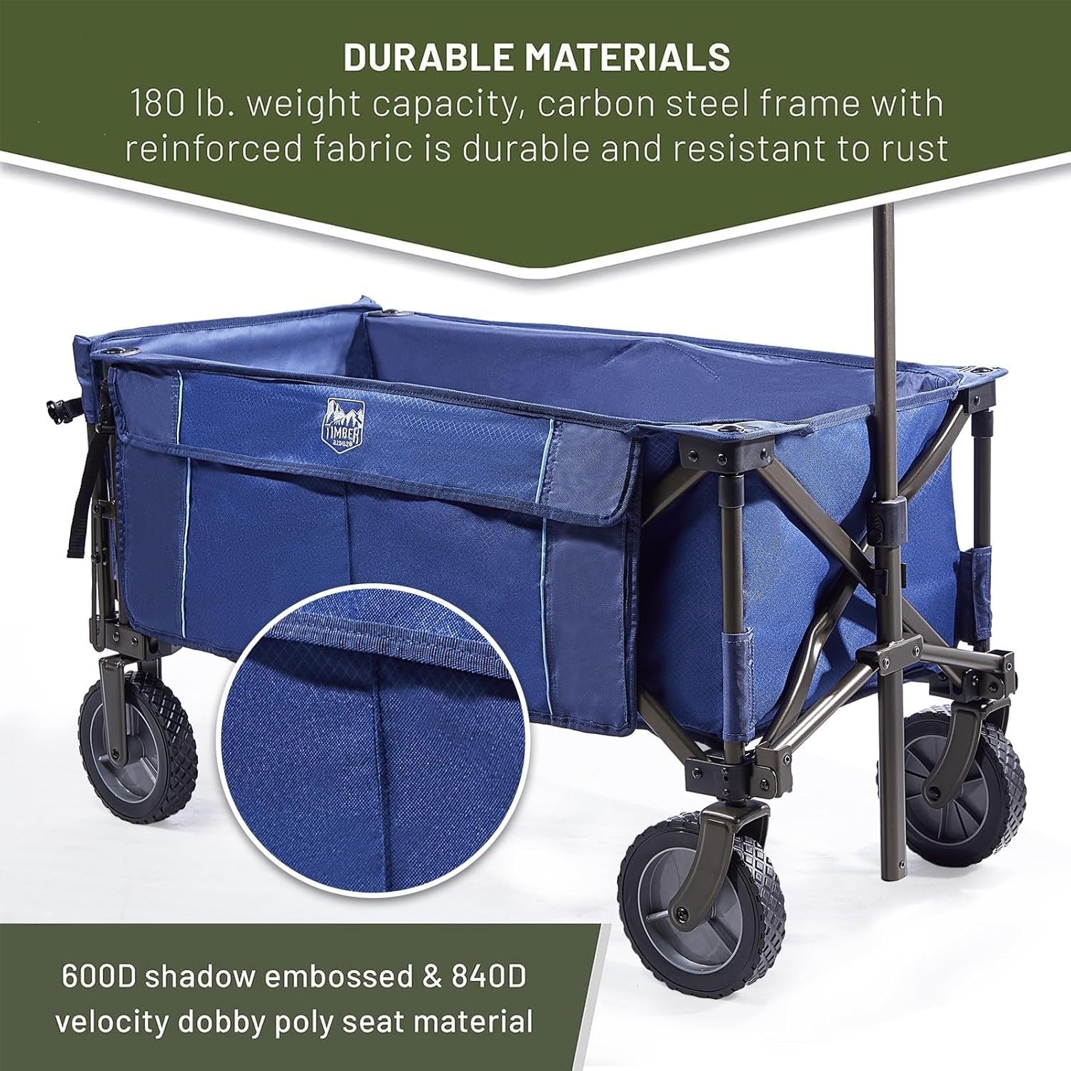 Blue Tailgate Folding Wagon Heavy Duty All-Terrain Camping Trolley