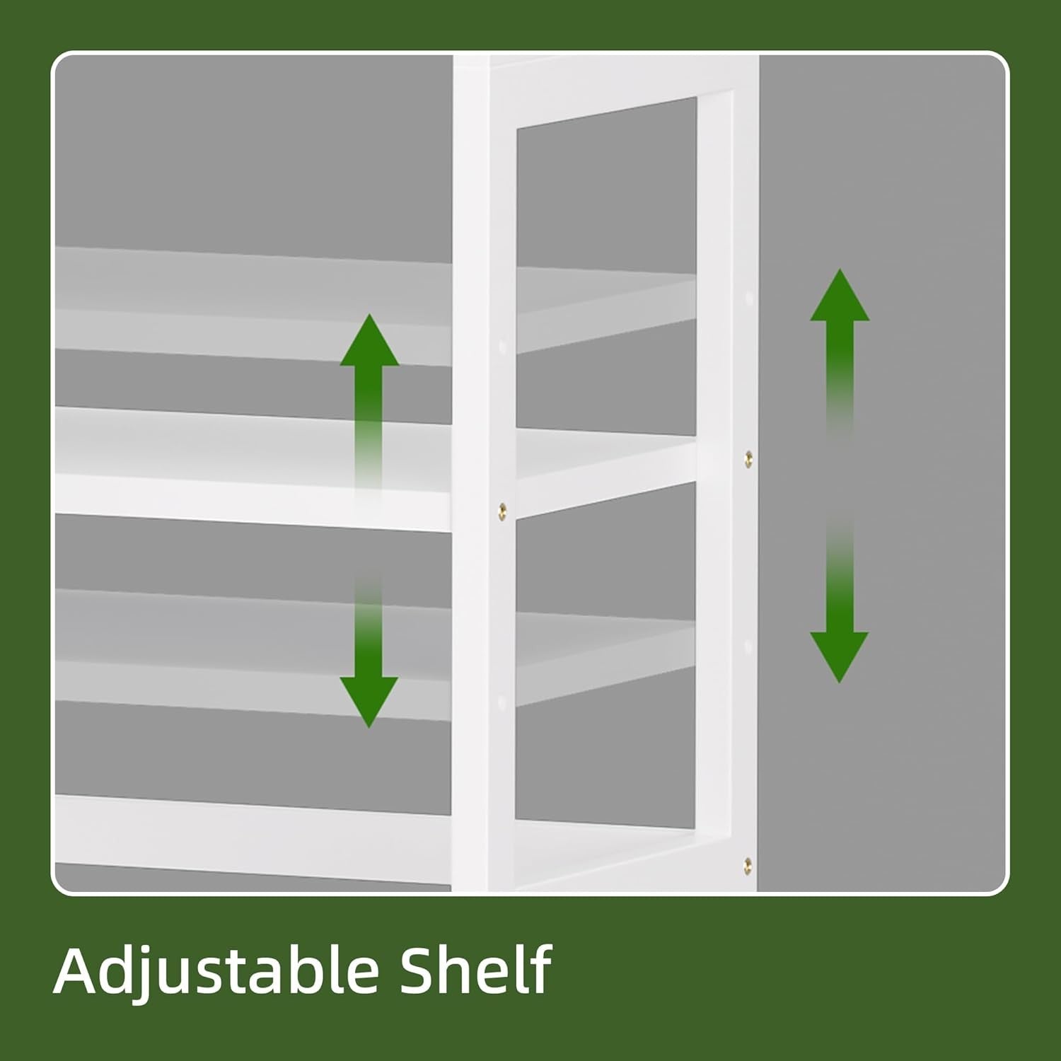 White 5-Tier Industrial Bookshelf, Tall Bamboo Frame Display Storage Unit