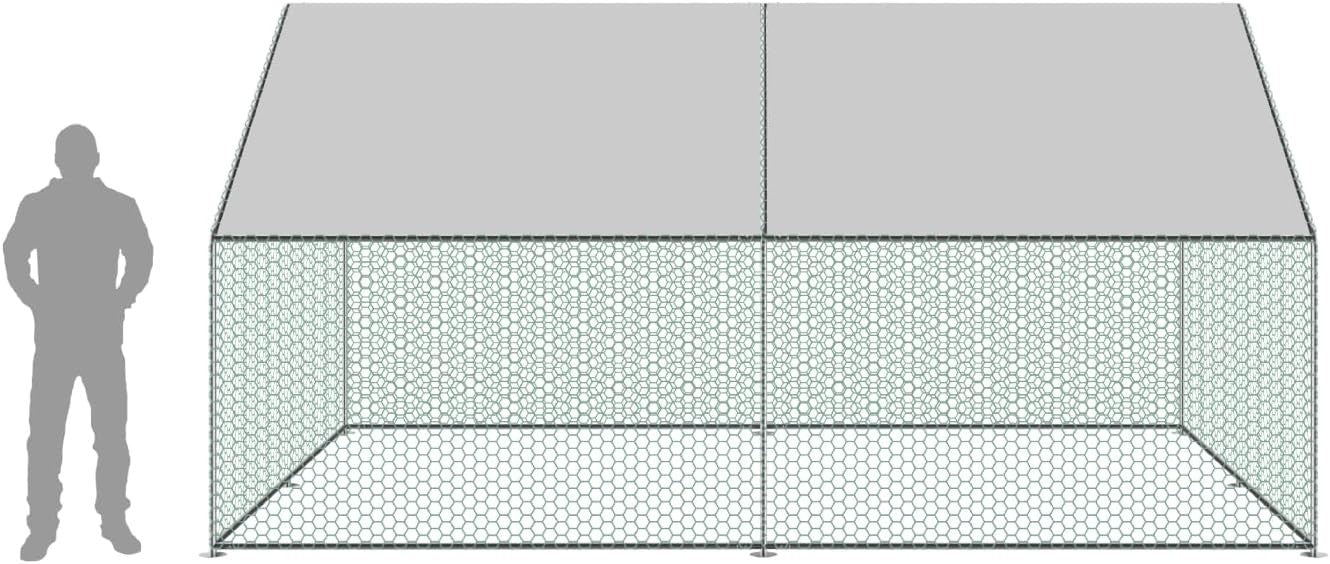 3x3m Walk In Chicken Run Large Metal Outdoor Enclosure Secure Pet Pen