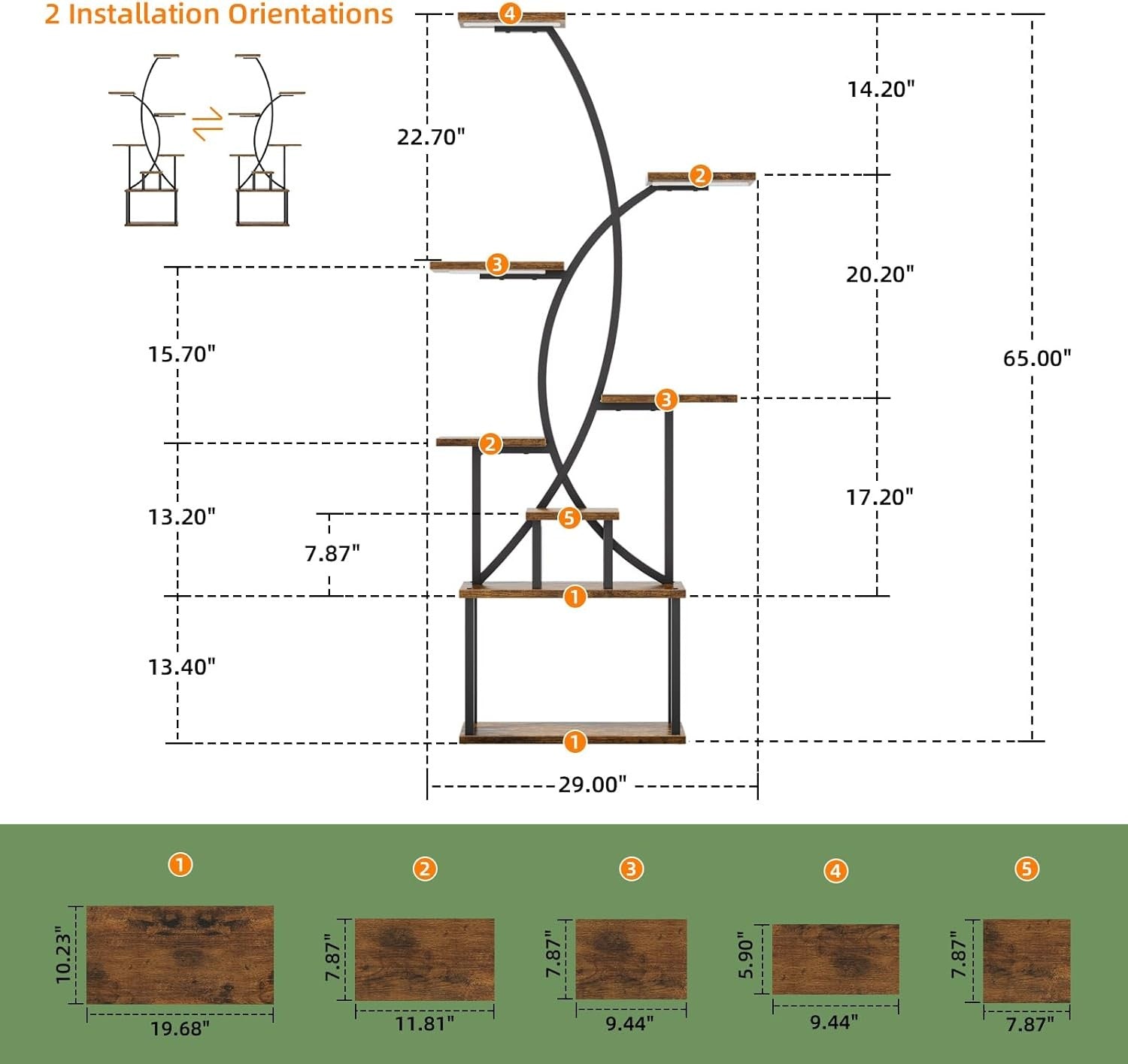 8 Tier Tall Metal Plant Stand with Grow Lights, Indoor Corner Shelf for Living