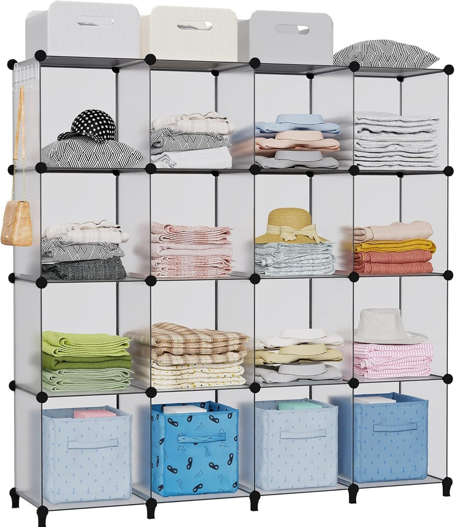 16-Cube Modular Storage Shelf – Durable DIY Organizer for Books & Toys