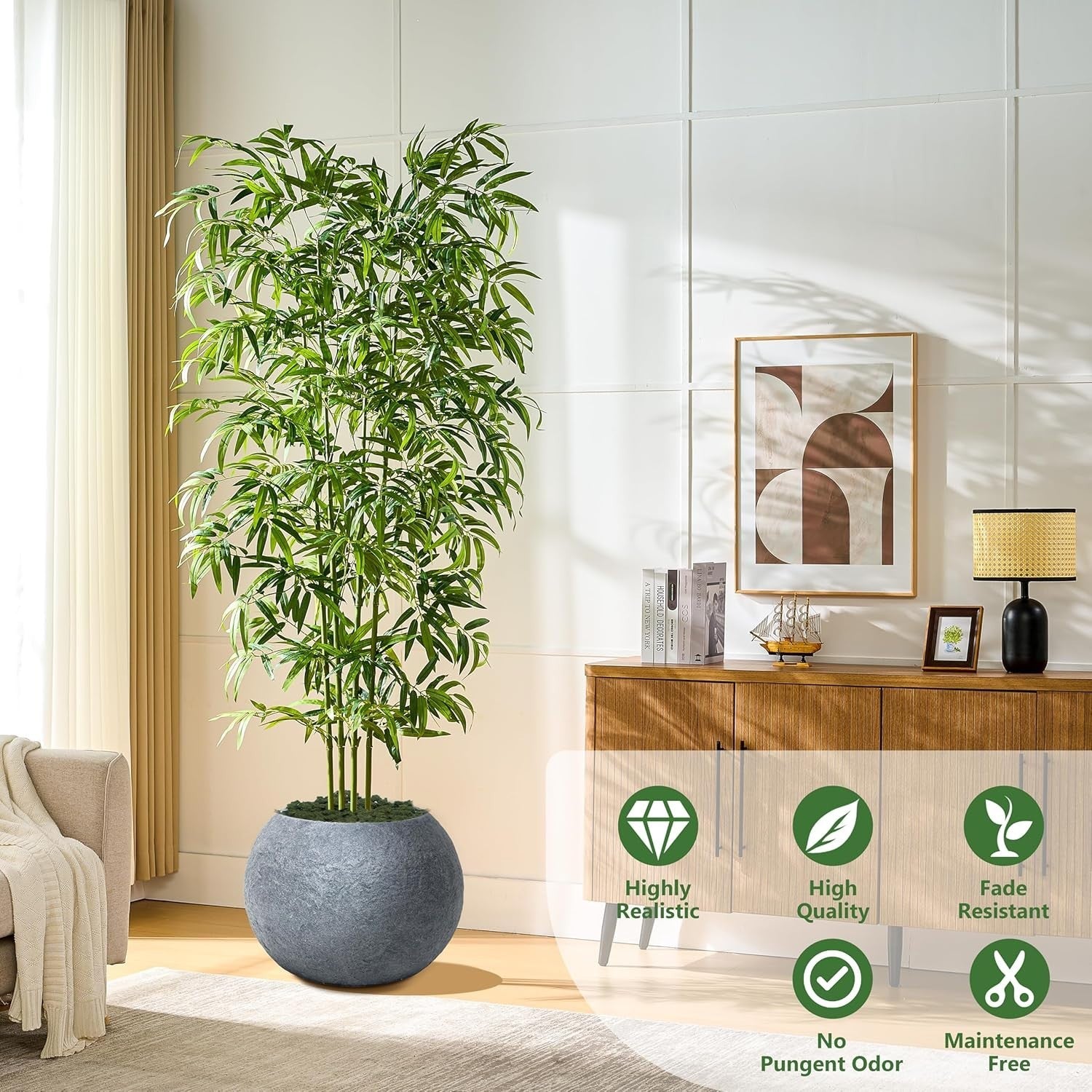 180cm Artificial Bamboo Plant in Pot Lifelike Green Tall Indoor Home Decoration